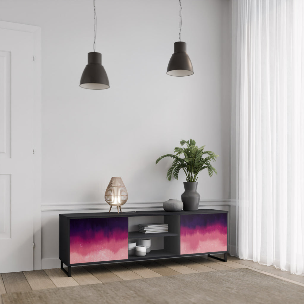 Mueble de TV AURORA BOREALIS de 2 puertas con acabado negro
