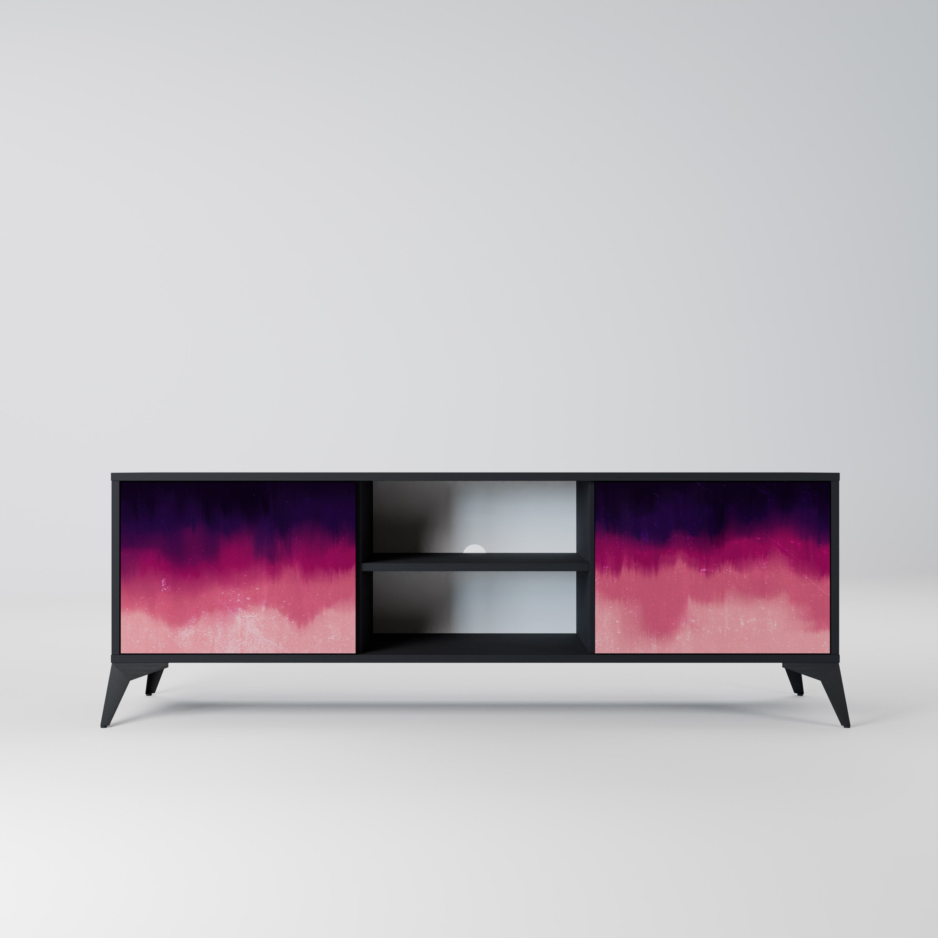Mueble de TV AURORA BOREALIS de 2 puertas con acabado negro