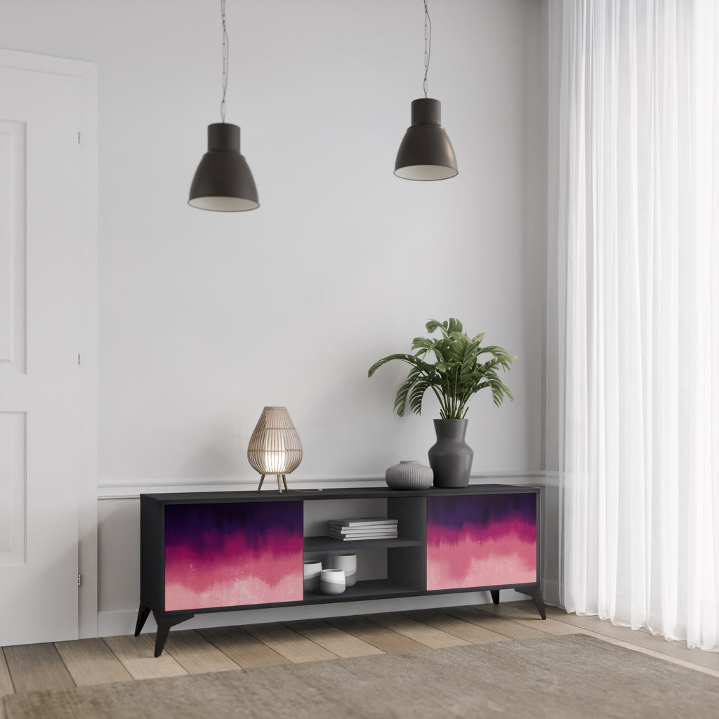 Mueble de TV AURORA BOREALIS de 2 puertas con acabado negro