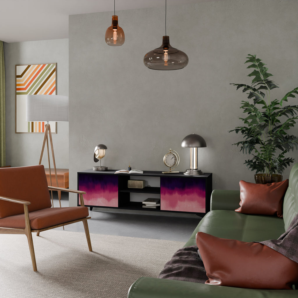 Mueble de TV AURORA BOREALIS de 2 puertas con acabado negro