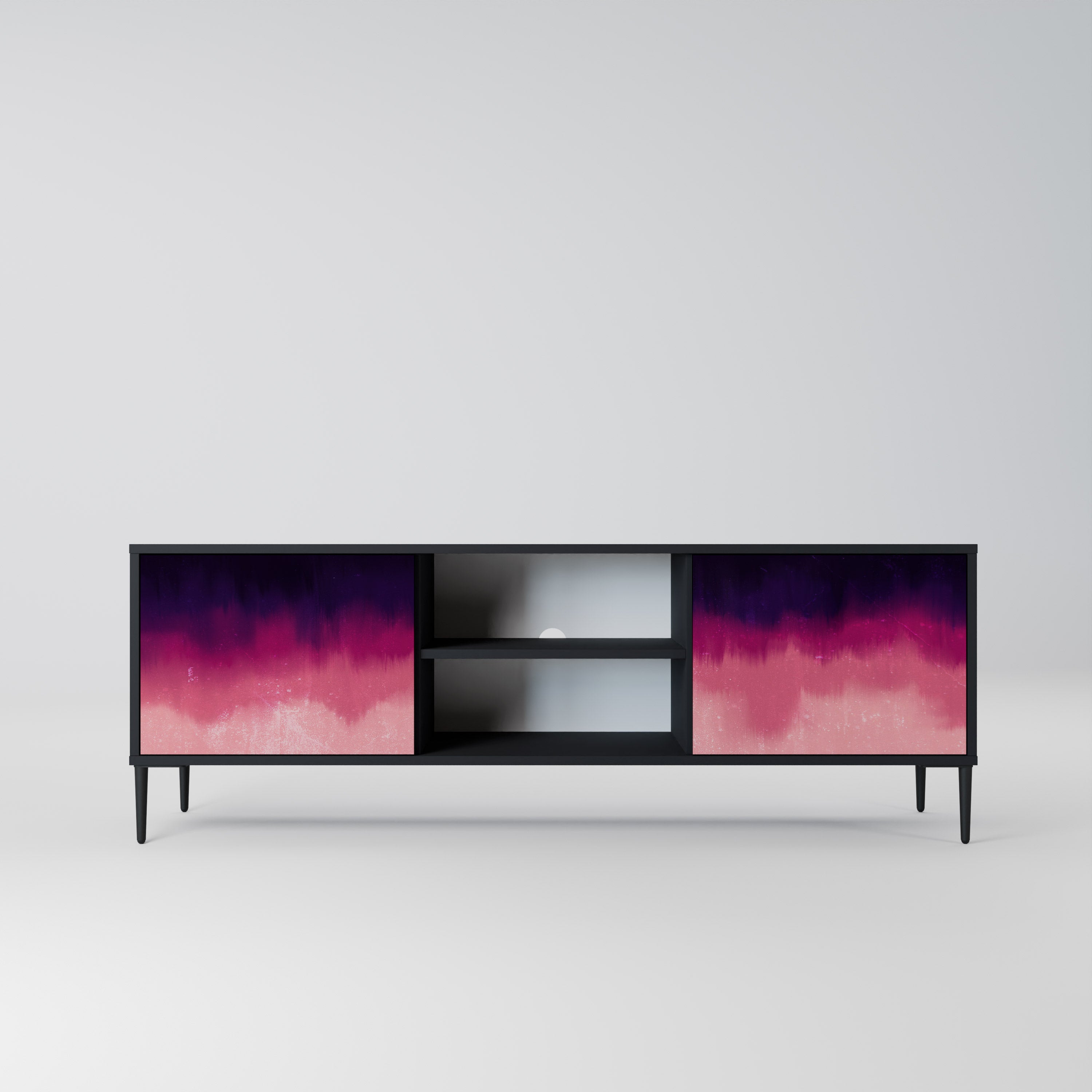 Mueble de TV AURORA BOREALIS de 2 puertas con acabado negro