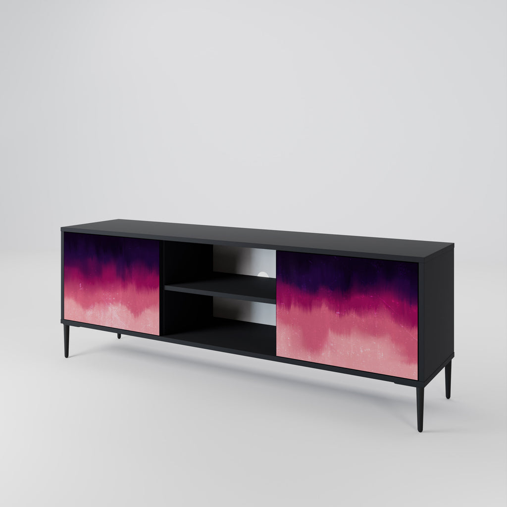 Mueble de TV AURORA BOREALIS de 2 puertas con acabado negro