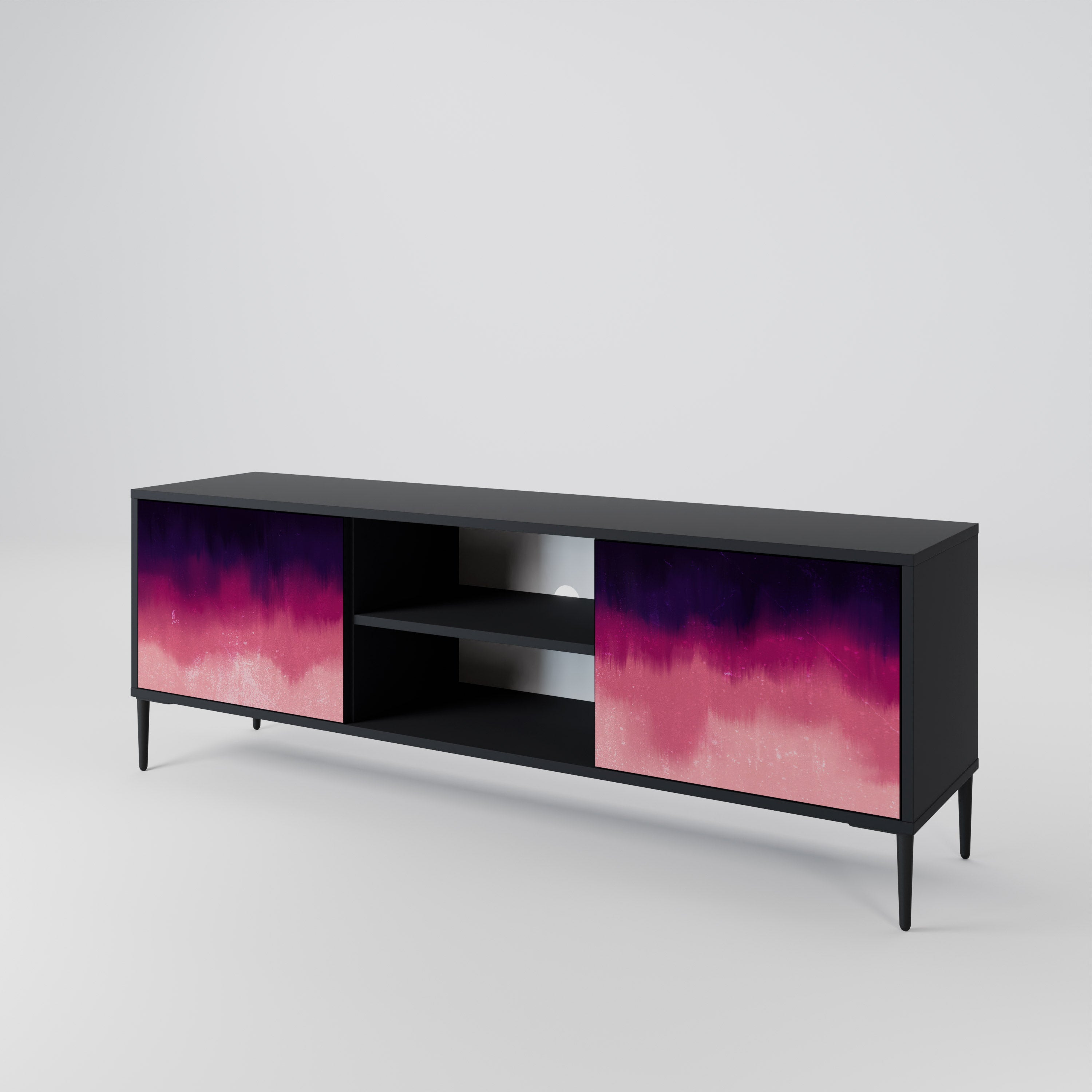Mueble de TV AURORA BOREALIS de 2 puertas con acabado negro