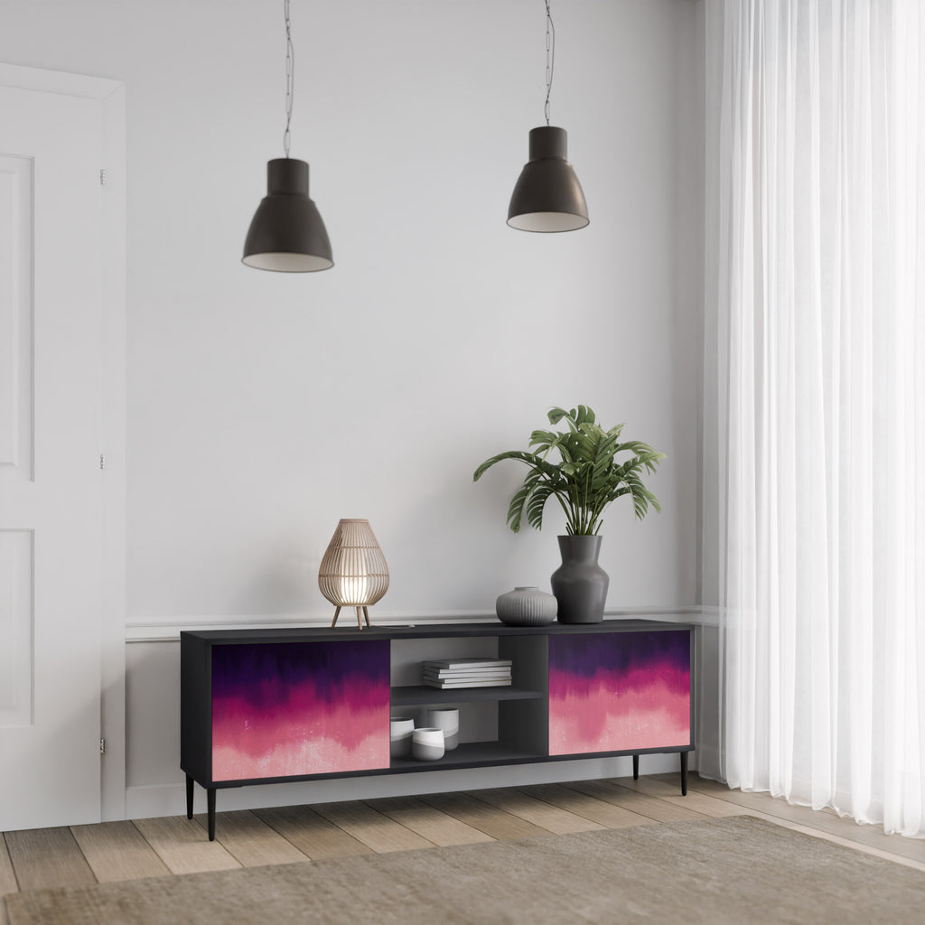 Mueble de TV AURORA BOREALIS de 2 puertas con acabado negro