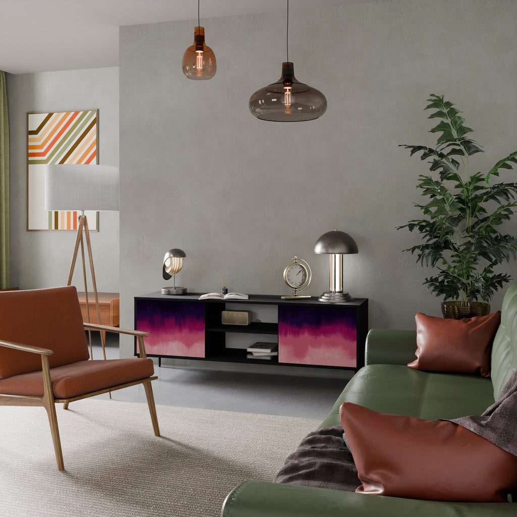 Mueble de TV AURORA BOREALIS de 2 puertas con acabado negro