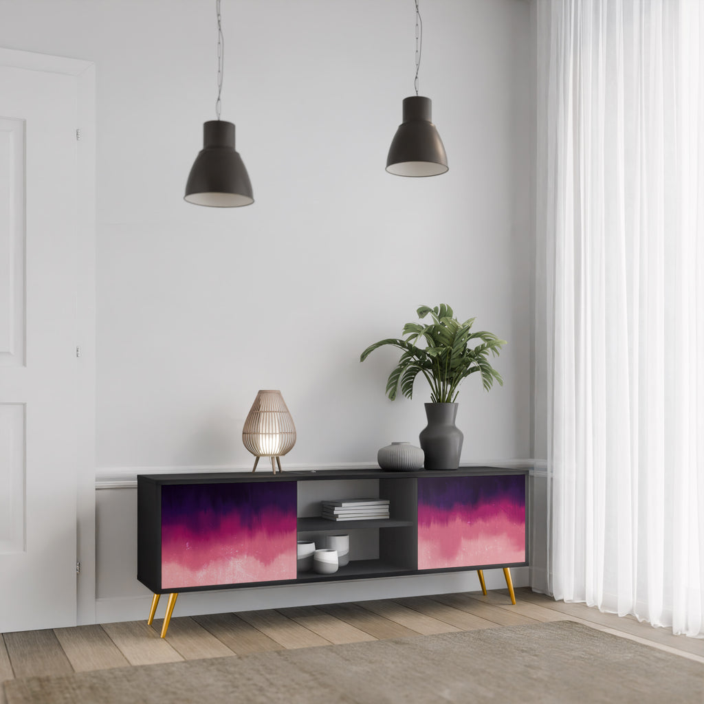 Mueble de TV AURORA BOREALIS de 2 puertas con acabado negro