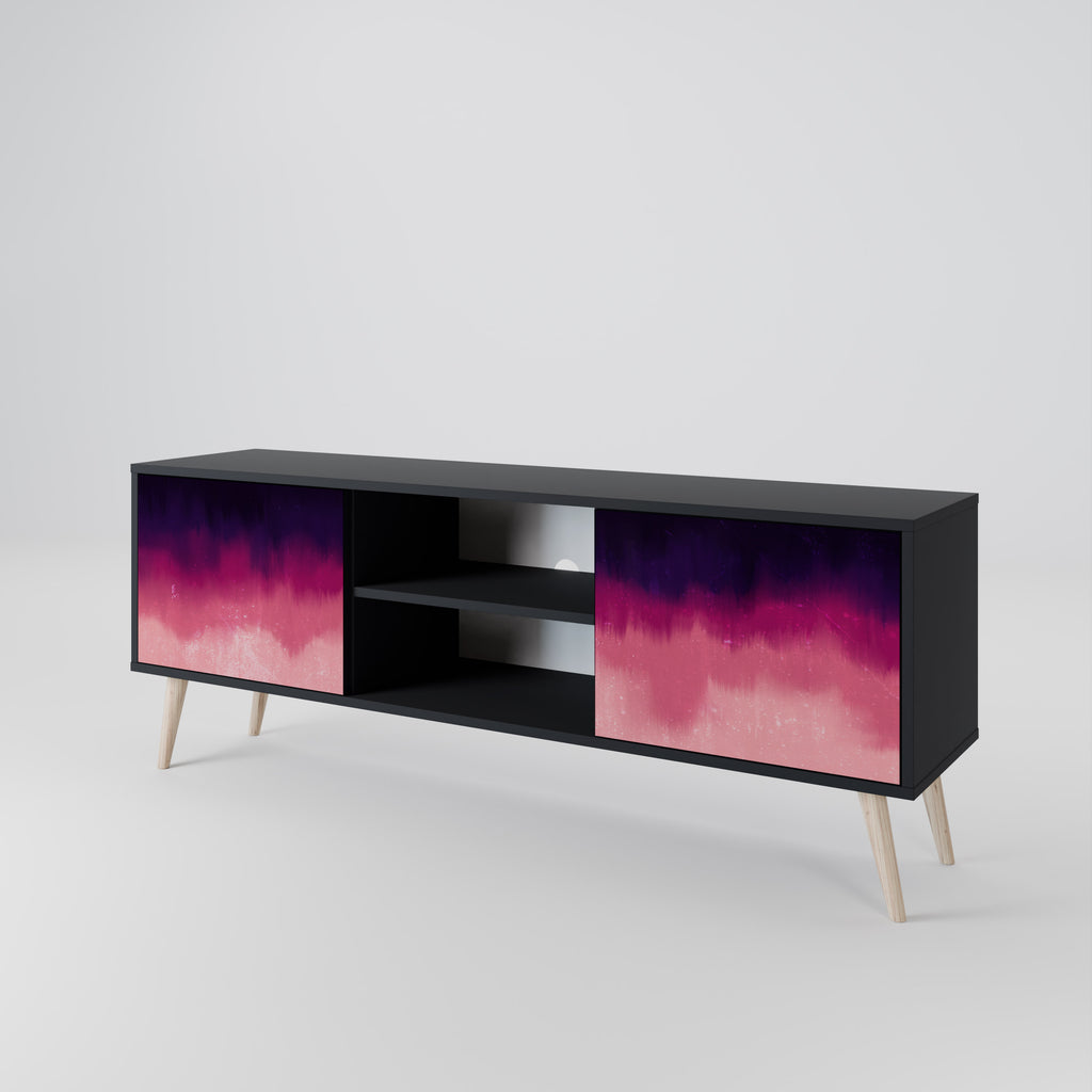 Mueble de TV AURORA BOREALIS de 2 puertas con acabado negro