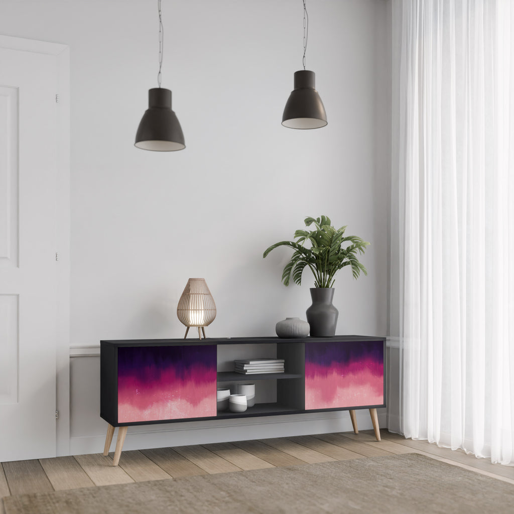 Mueble de TV AURORA BOREALIS de 2 puertas con acabado negro