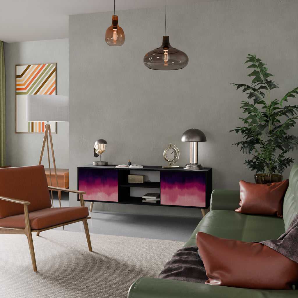 Mueble de TV AURORA BOREALIS de 2 puertas con acabado negro