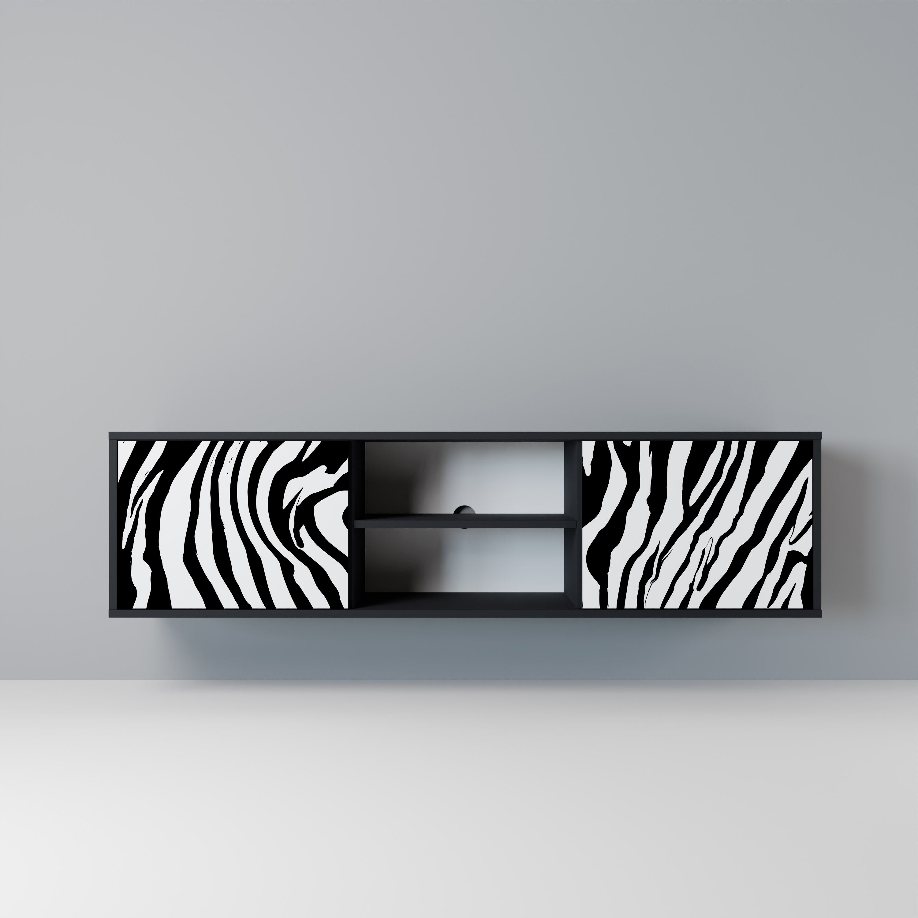 Mueble de TV SPLENDID ZEBRA de 2 puertas con acabado negro
