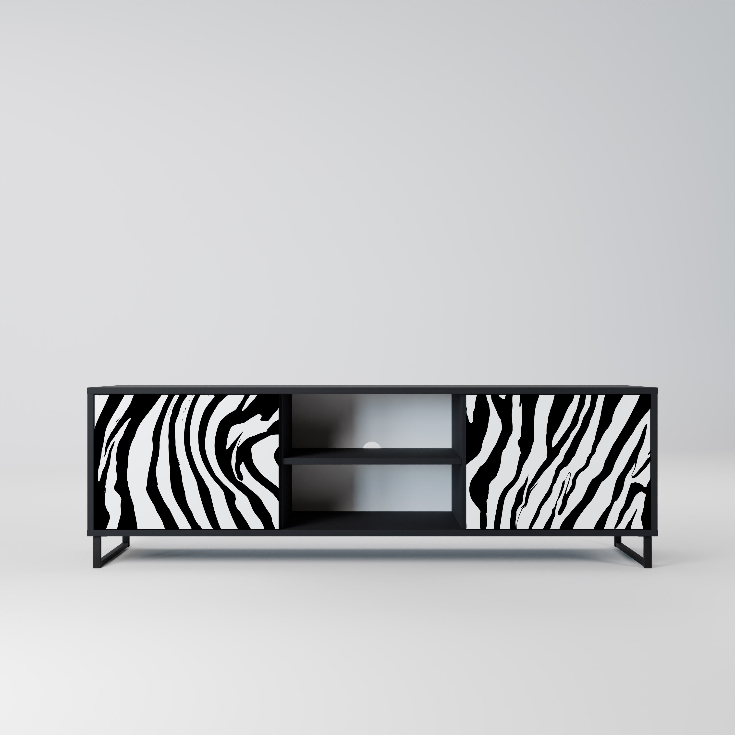 Mueble de TV SPLENDID ZEBRA de 2 puertas con acabado negro