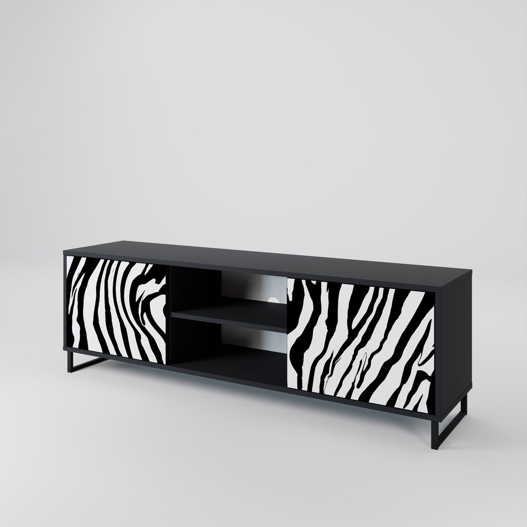 Mueble de TV SPLENDID ZEBRA de 2 puertas con acabado negro