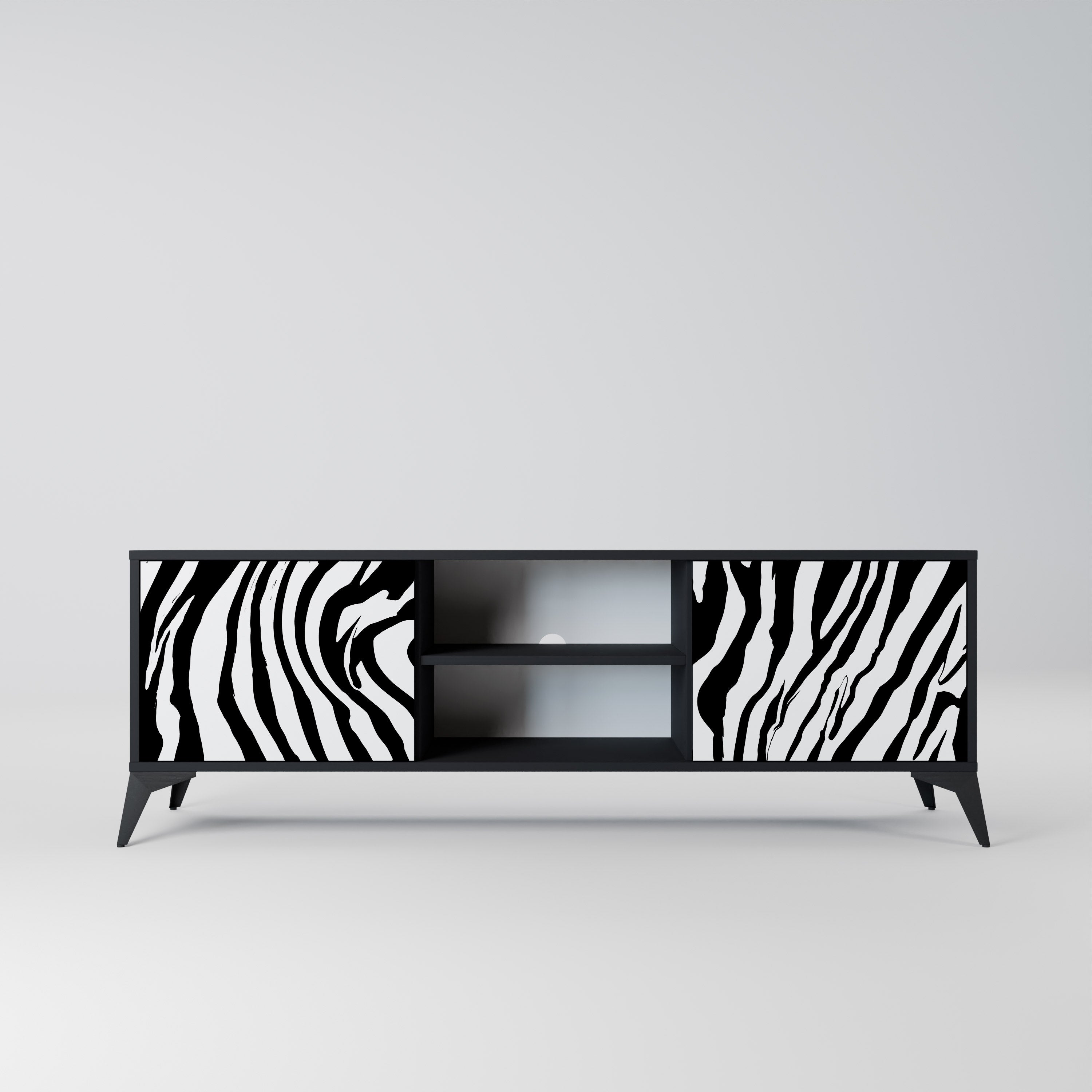 Mueble de TV SPLENDID ZEBRA de 2 puertas con acabado negro