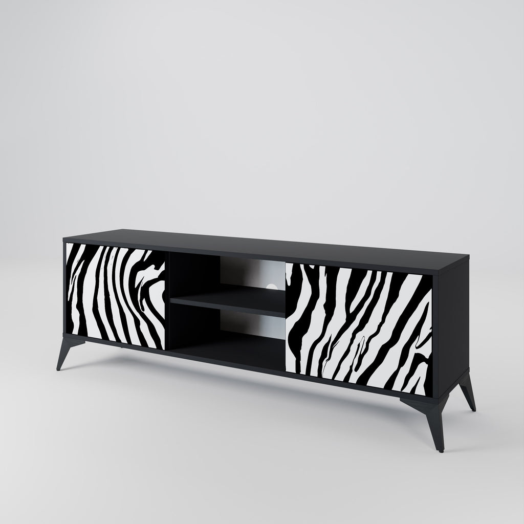 Mueble de TV SPLENDID ZEBRA de 2 puertas con acabado negro