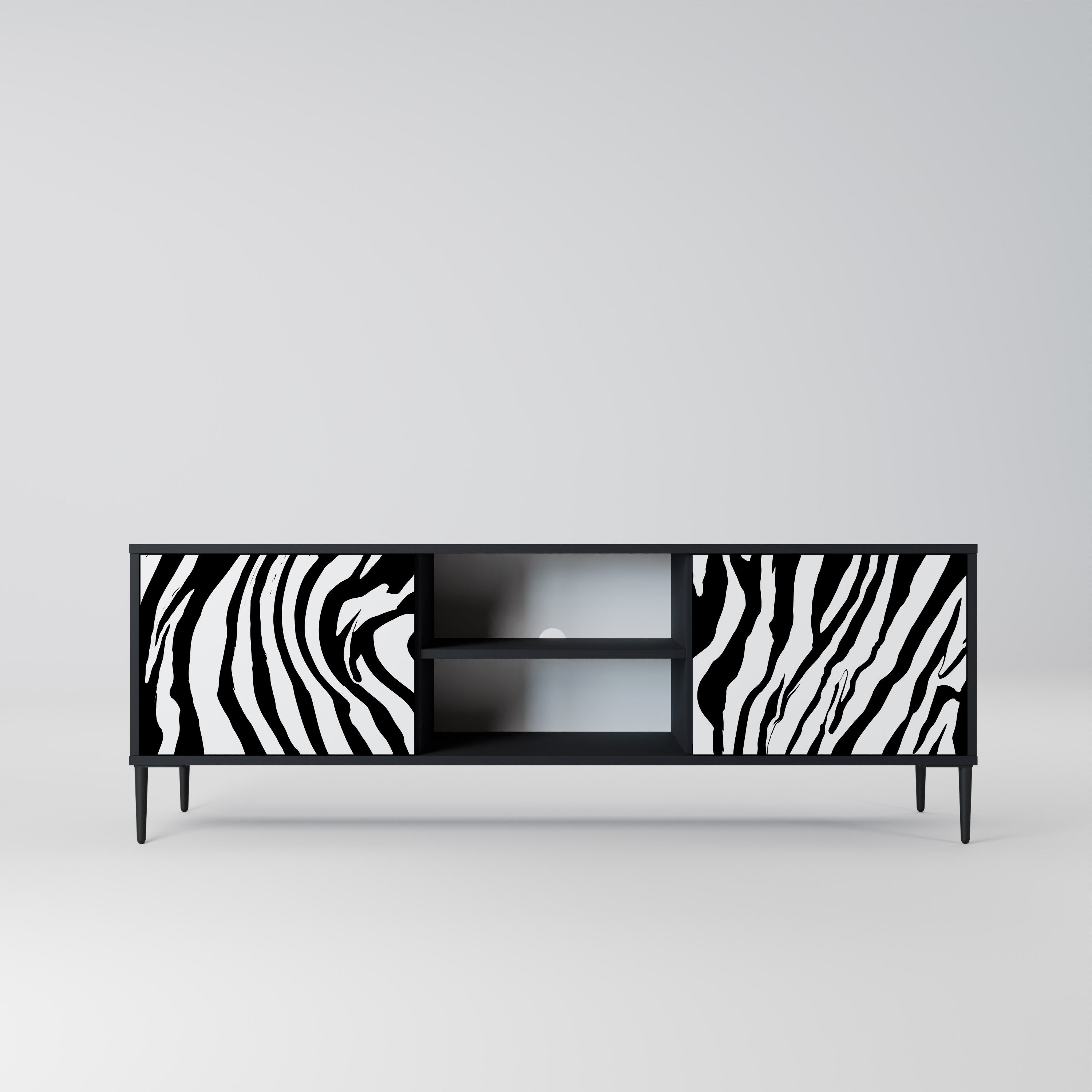 Mueble de TV SPLENDID ZEBRA de 2 puertas con acabado negro