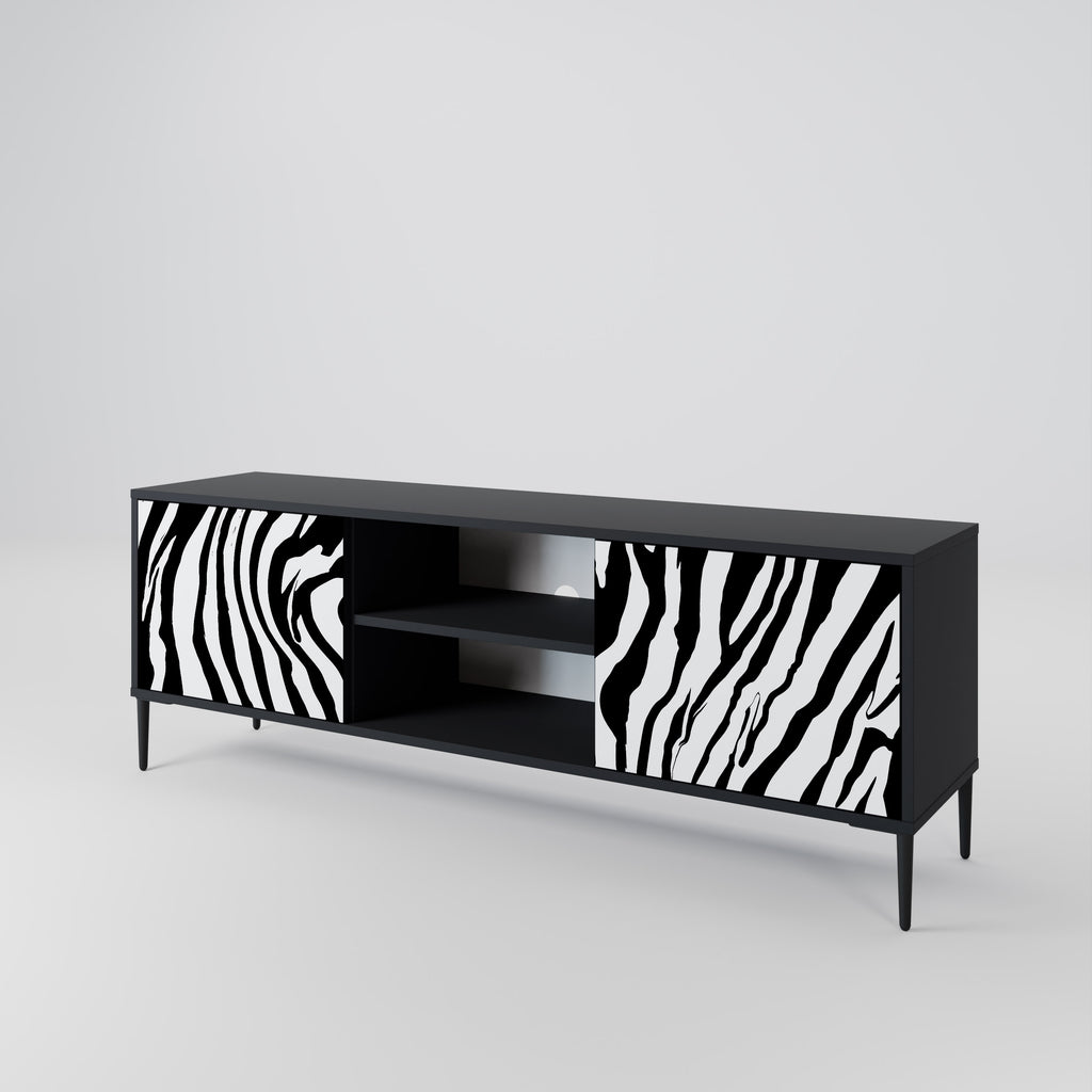 Mueble de TV SPLENDID ZEBRA de 2 puertas con acabado negro