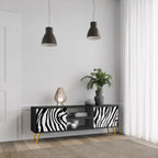 SPLENDID ZEBRA Mueble de TV de 2 Puertas en Acabado Negro