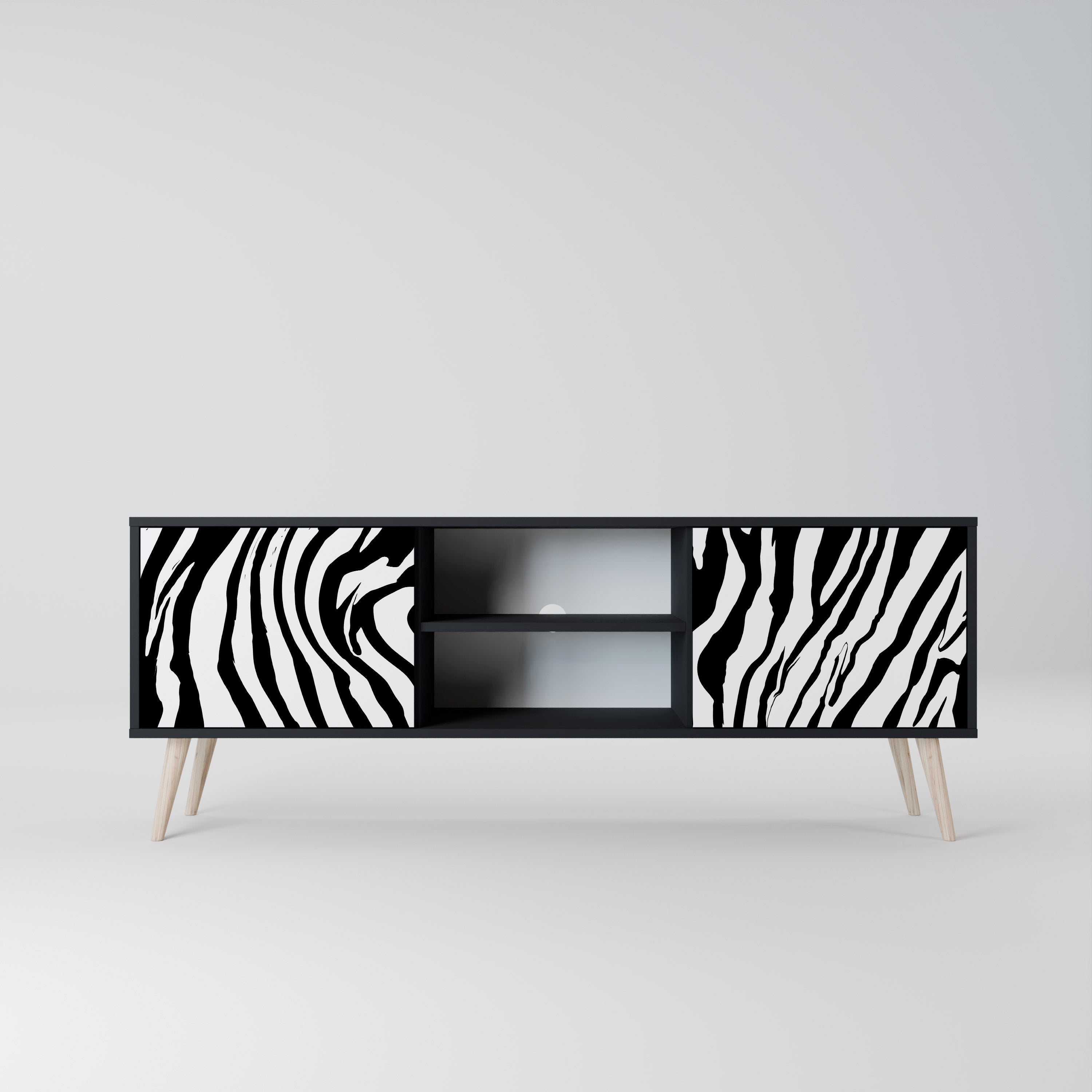 Mueble de TV SPLENDID ZEBRA de 2 puertas con acabado negro