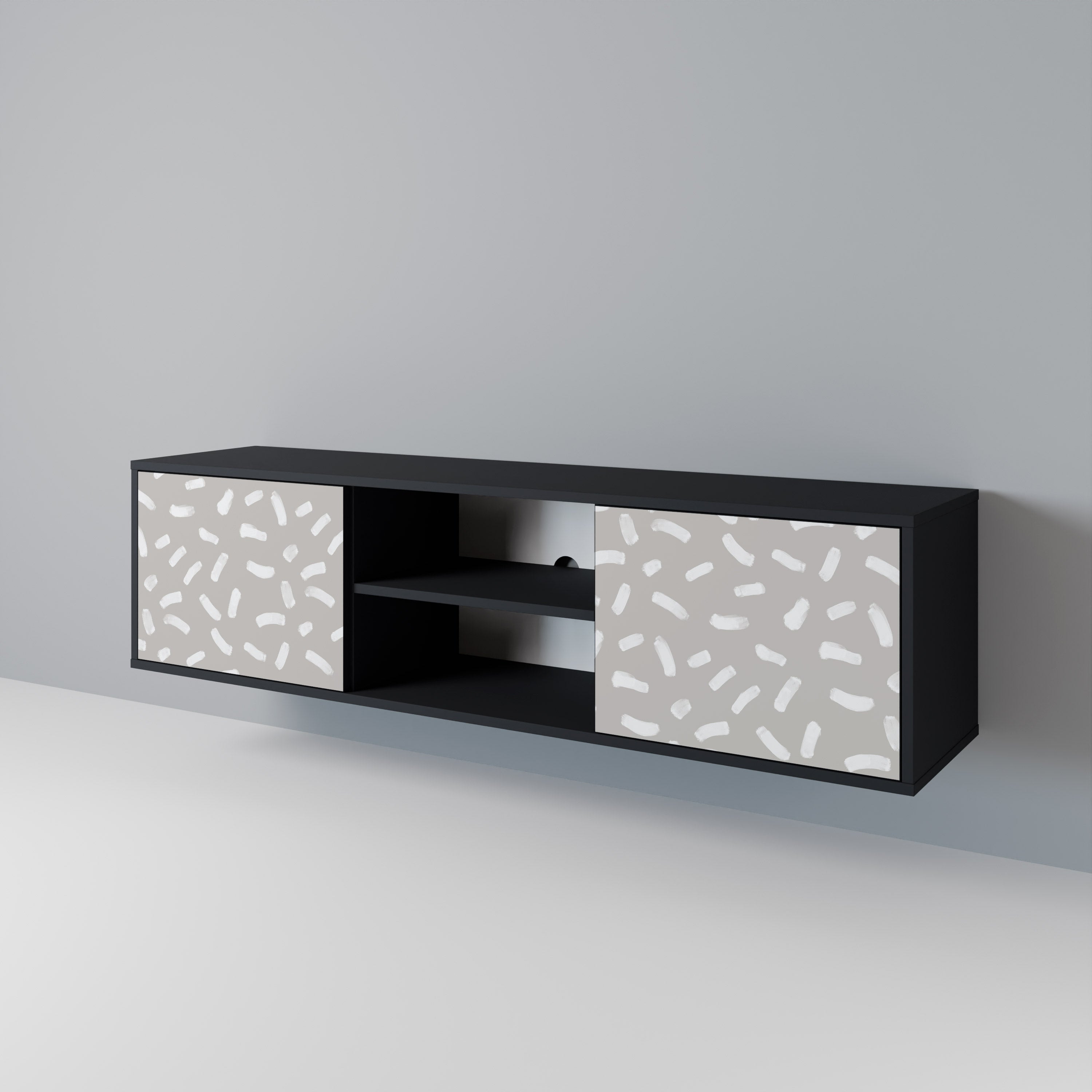 Mueble de TV PASSING SECONDS de 2 puertas con acabado negro