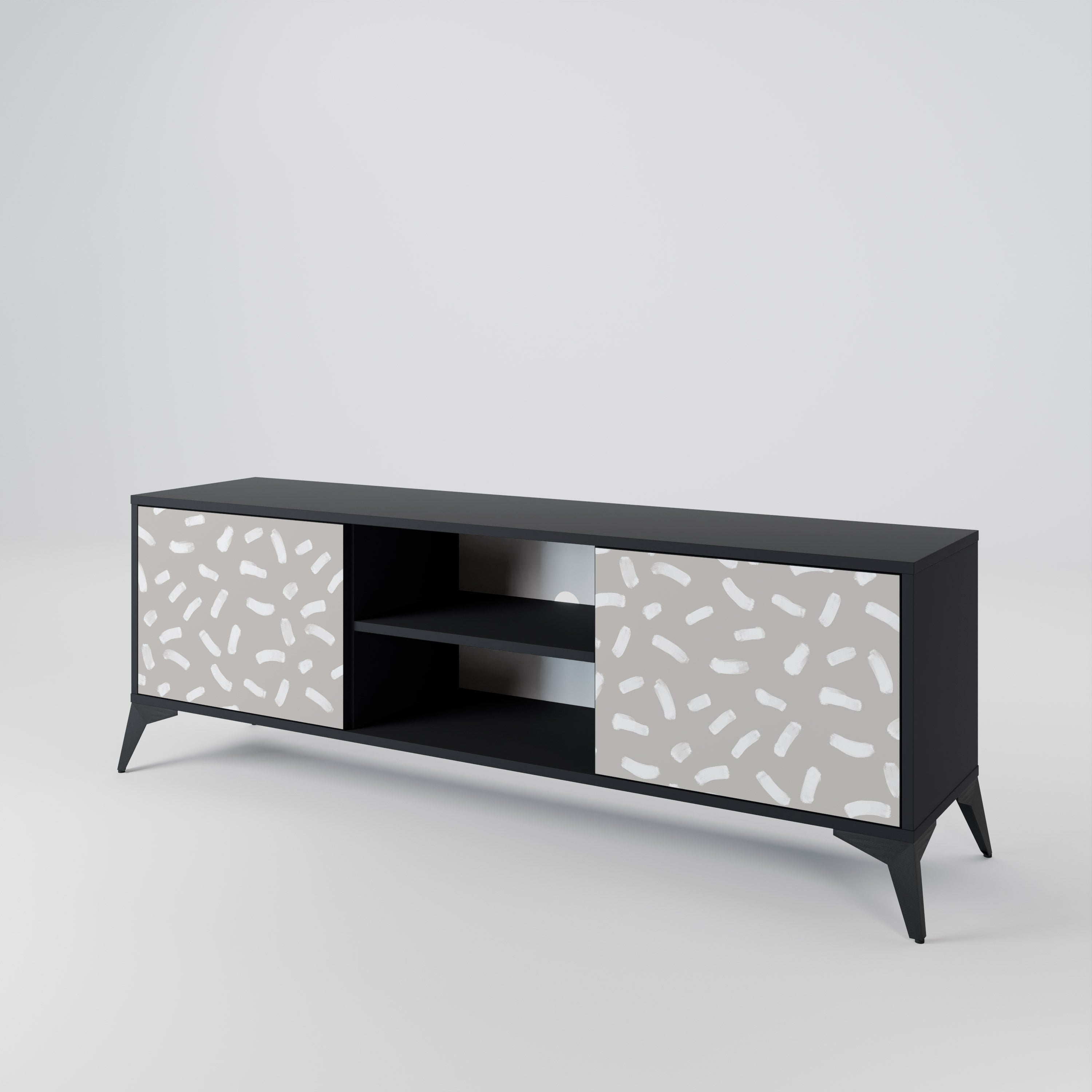 Mueble de TV PASSING SECONDS de 2 puertas con acabado negro