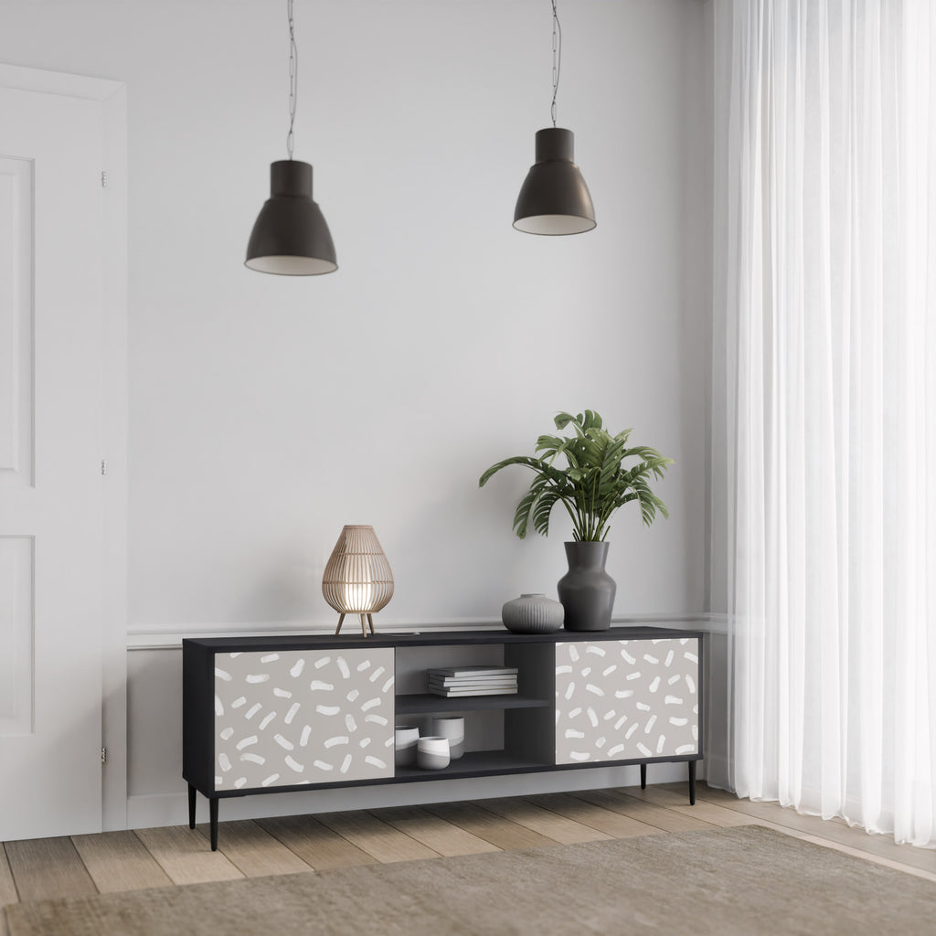 Mueble de TV PASSING SECONDS de 2 puertas con acabado negro