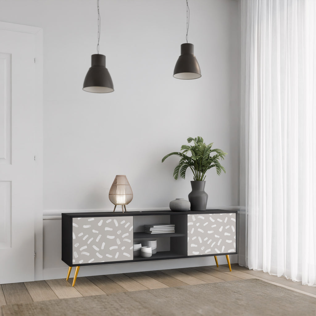 Mueble de TV PASSING SECONDS de 2 puertas con acabado negro