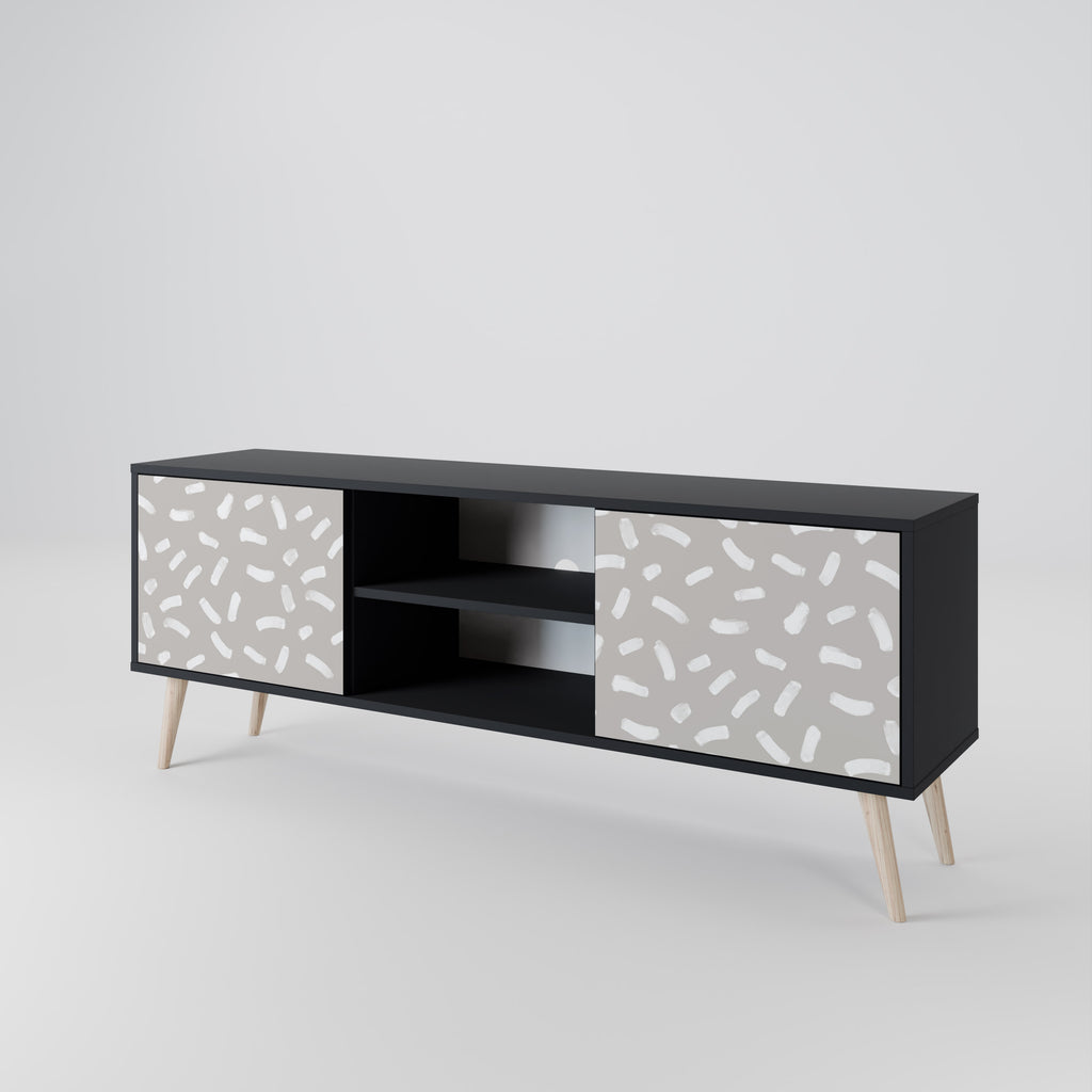 Mueble de TV PASSING SECONDS de 2 puertas con acabado negro