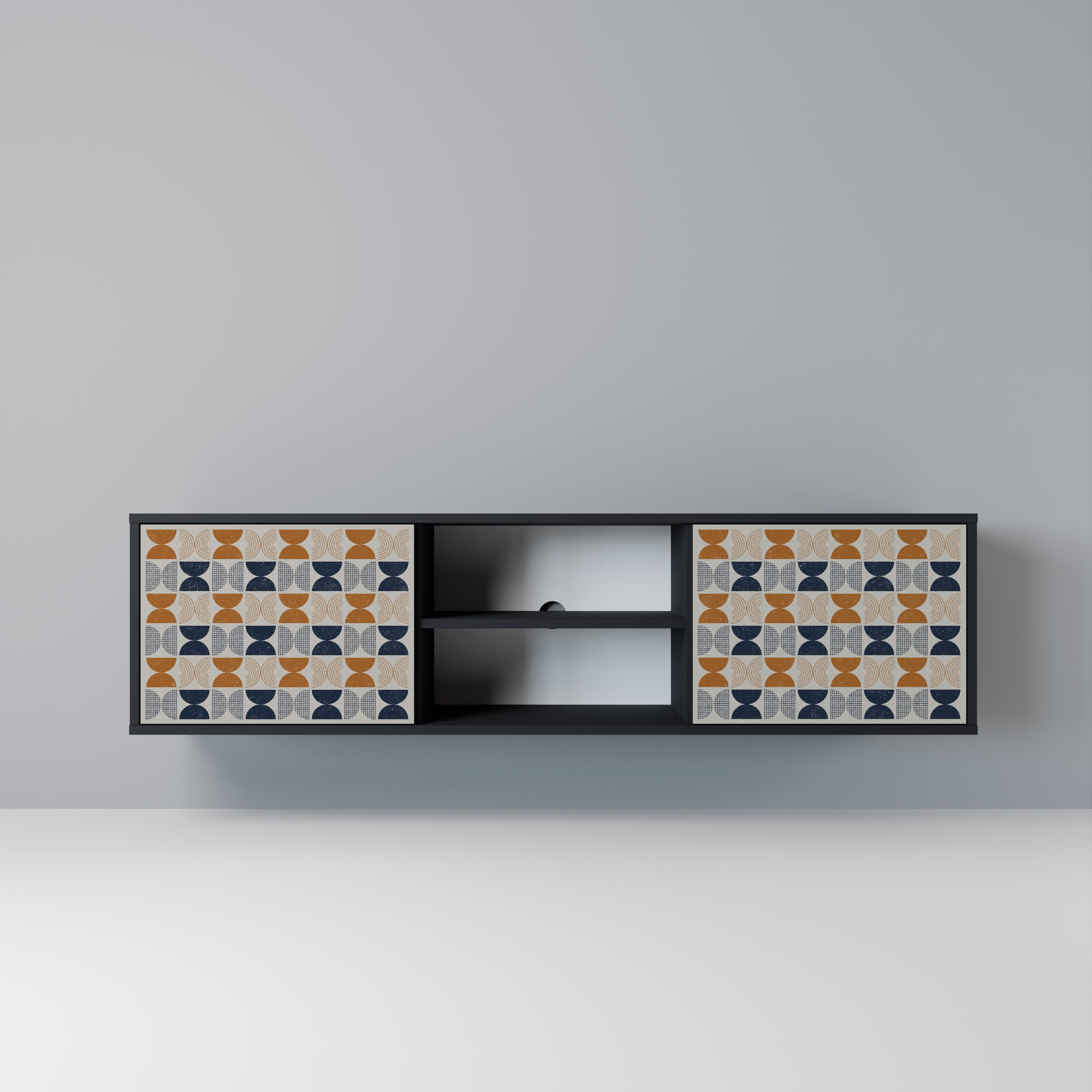 Mueble de TV de 2 puertas REFLECTION RANGE en acabado negro