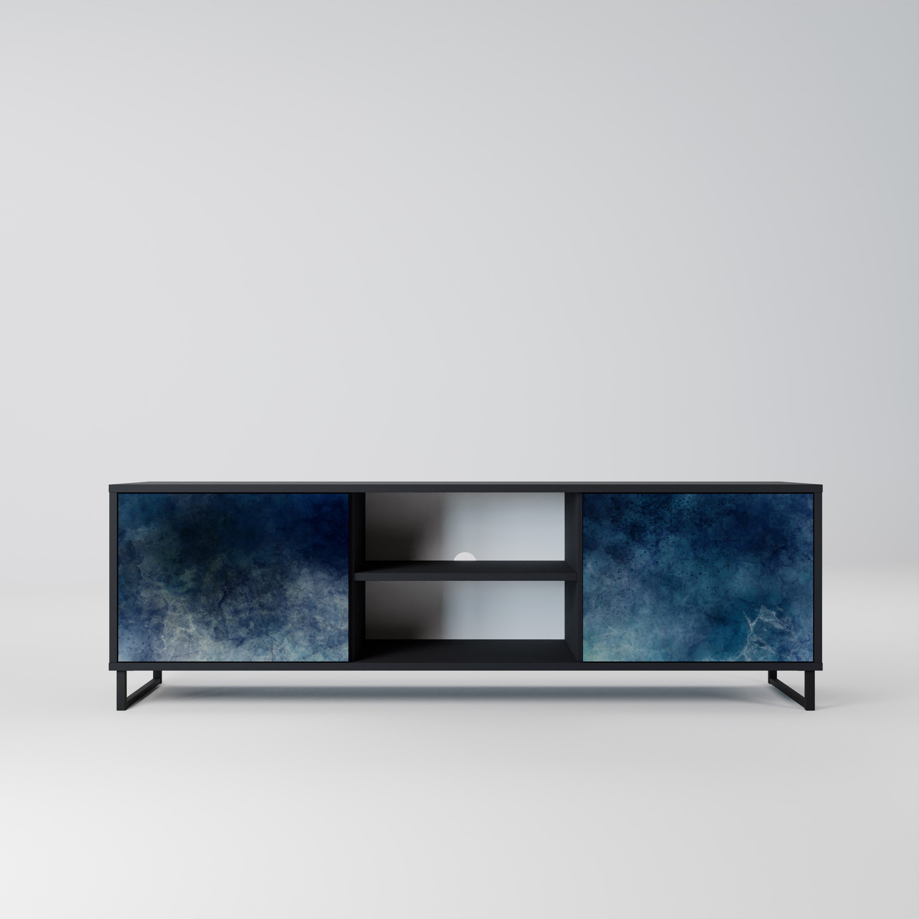 Mueble de TV de 2 puertas CELESTIAL FALL en acabado negro