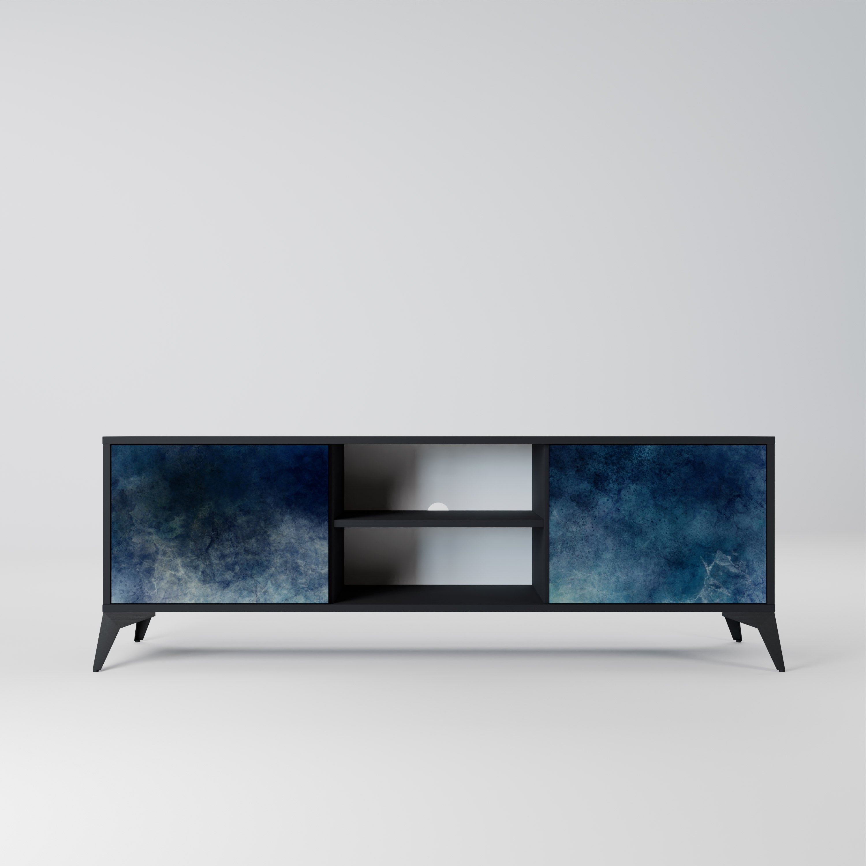 Mueble de TV de 2 puertas CELESTIAL FALL en acabado negro