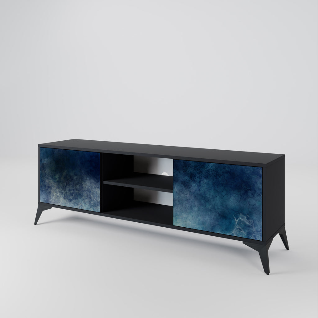 Mueble de TV de 2 puertas CELESTIAL FALL en acabado negro