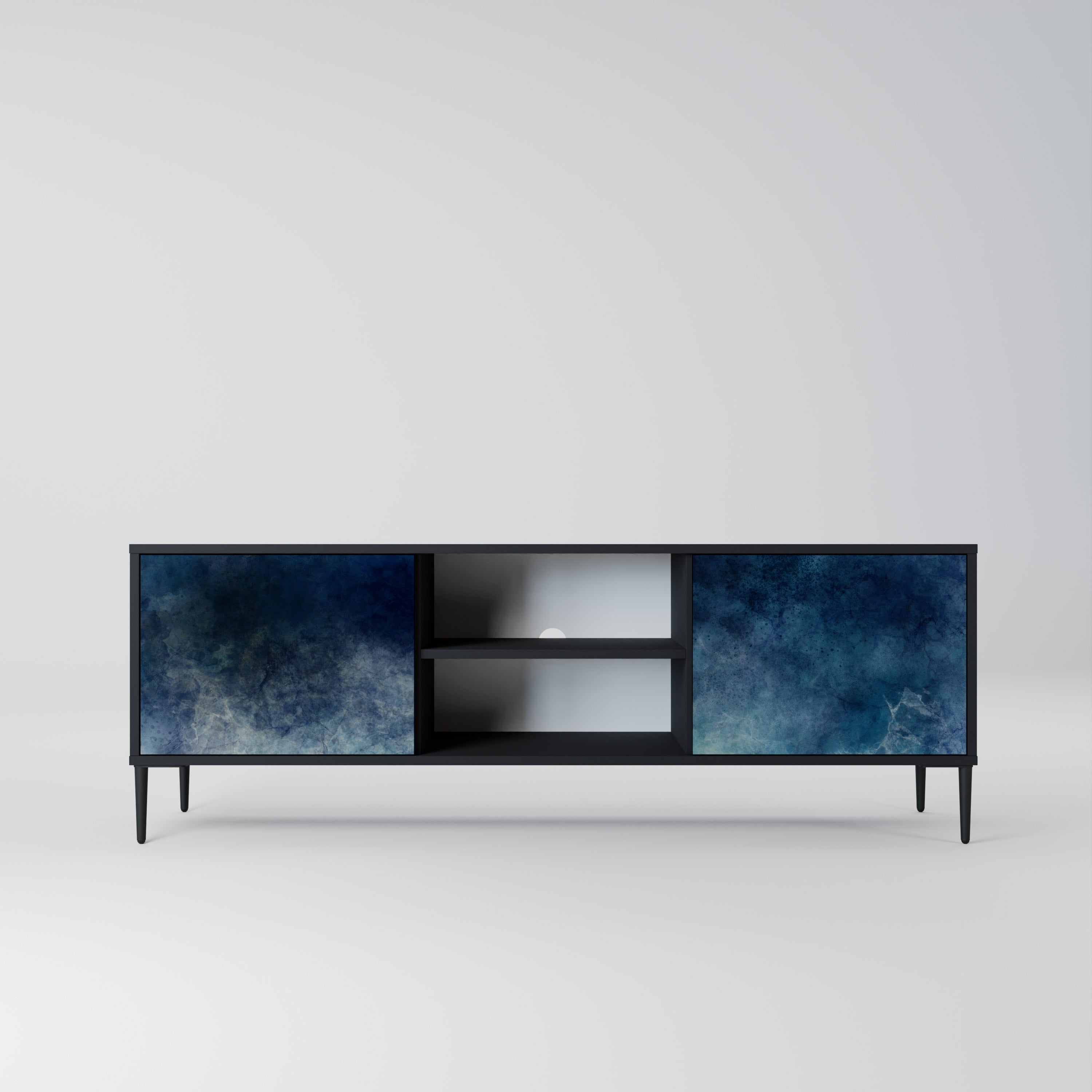 Mueble de TV de 2 puertas CELESTIAL FALL en acabado negro