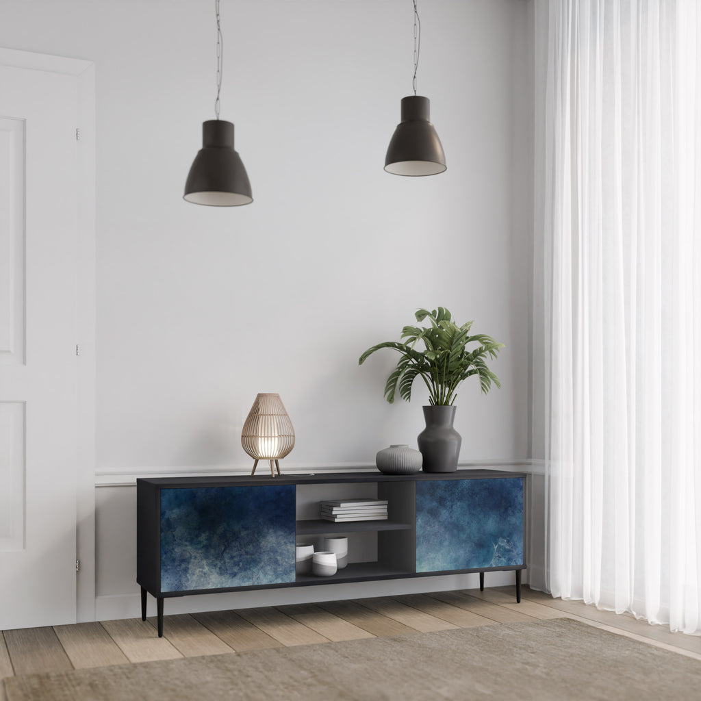 Mueble de TV de 2 puertas CELESTIAL FALL en acabado negro