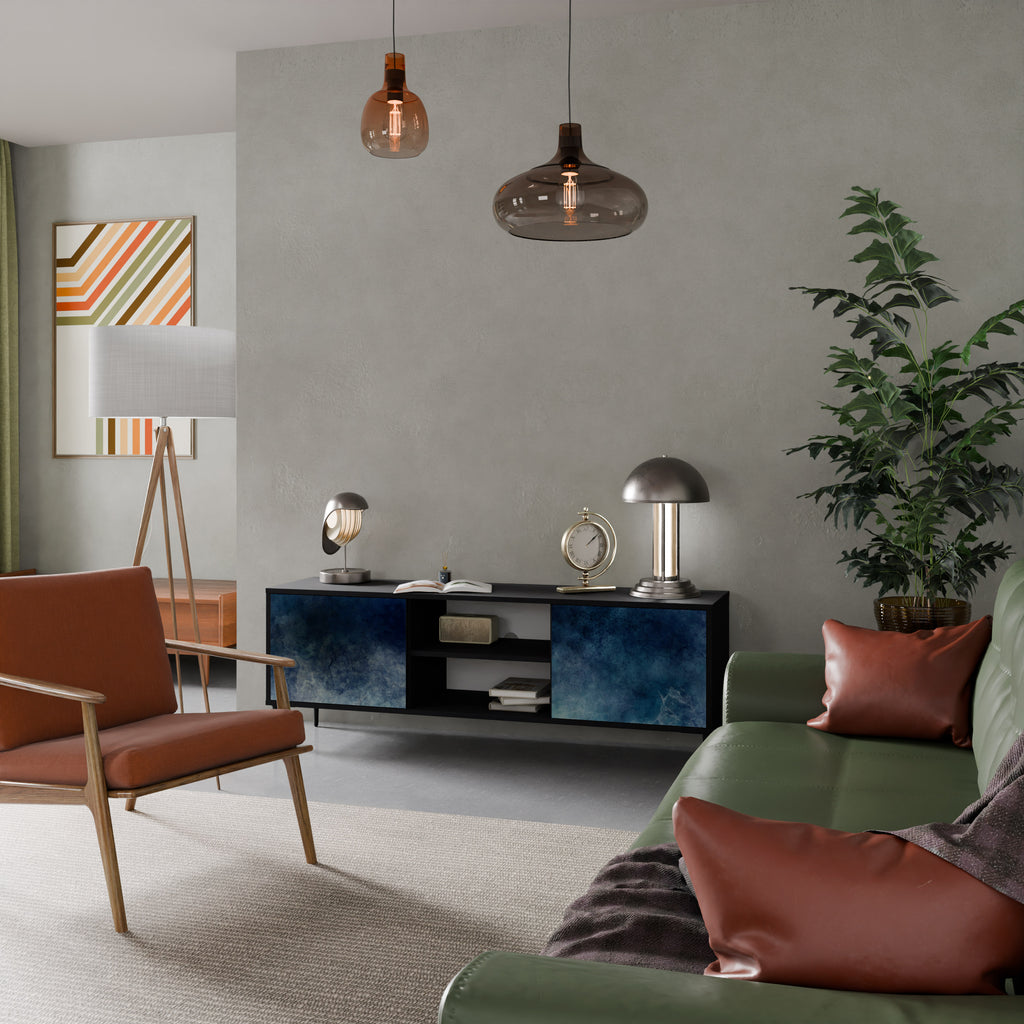 Mueble de TV de 2 puertas CELESTIAL FALL en acabado negro