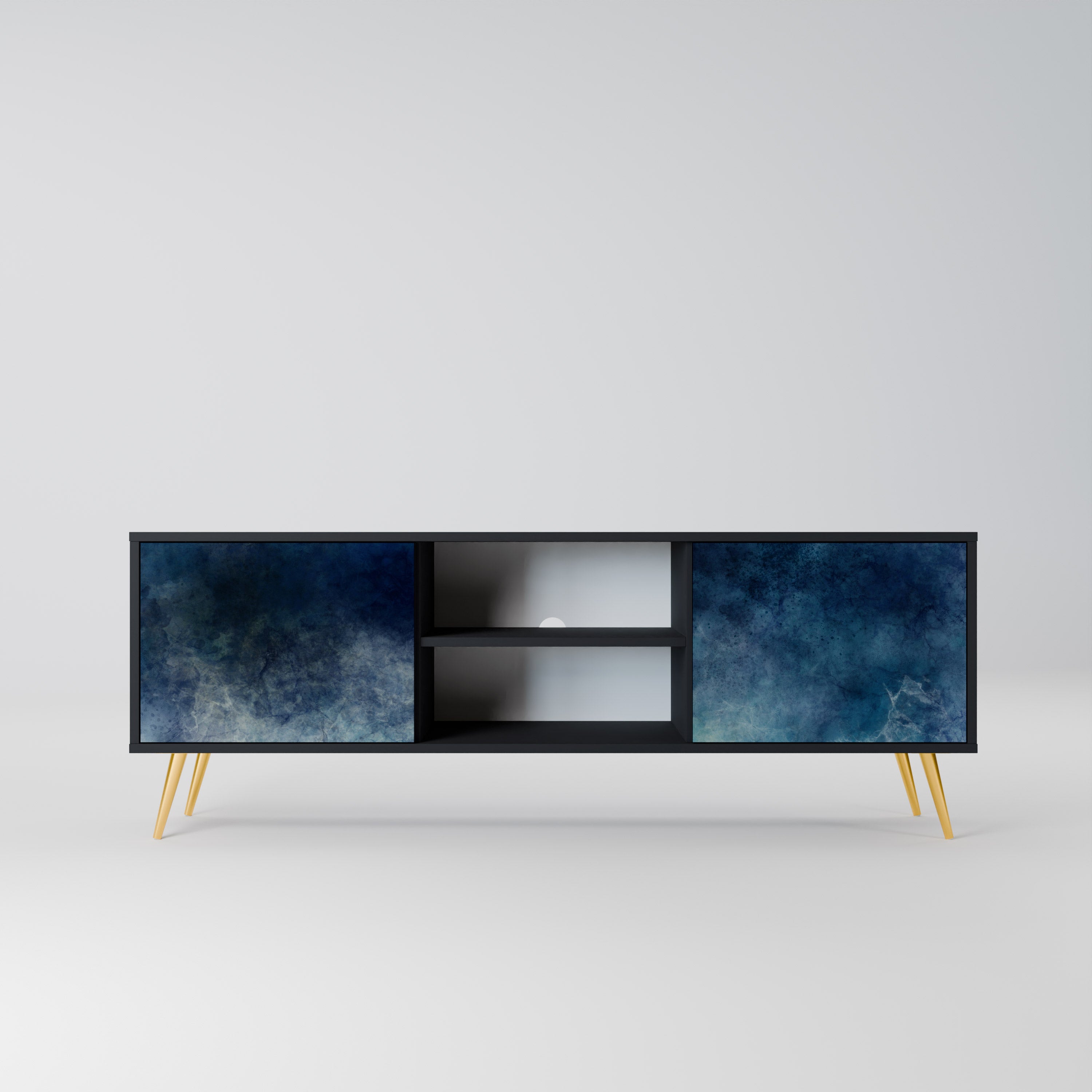 Mueble de TV de 2 puertas CELESTIAL FALL en acabado negro