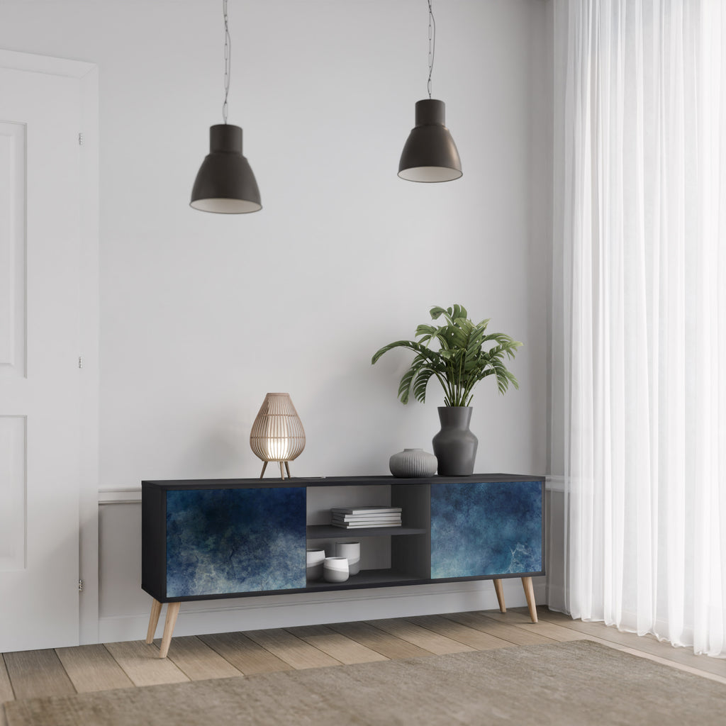 Mueble de TV de 2 puertas CELESTIAL FALL en acabado negro