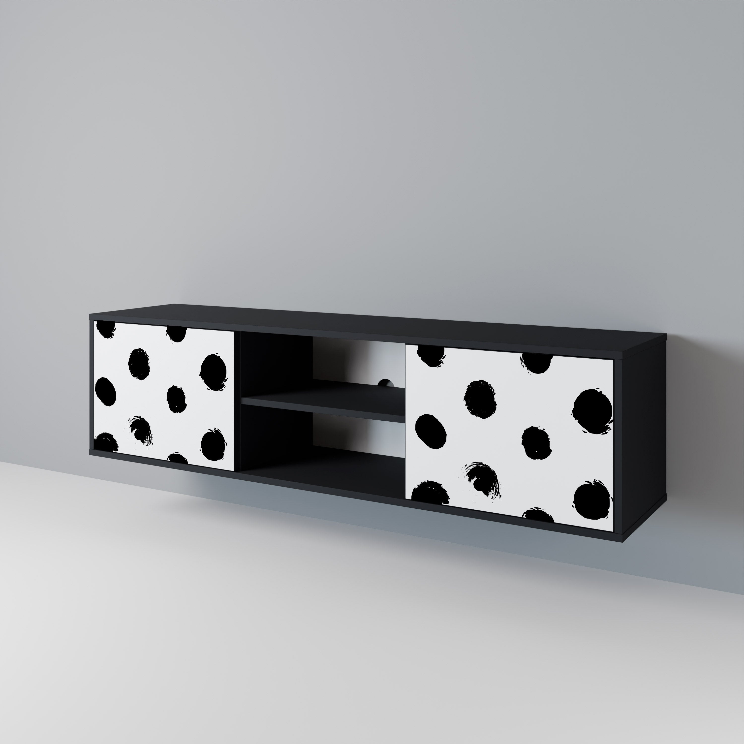 SLIPPING MINUTES Mueble para TV de 2 puertas con acabado negro