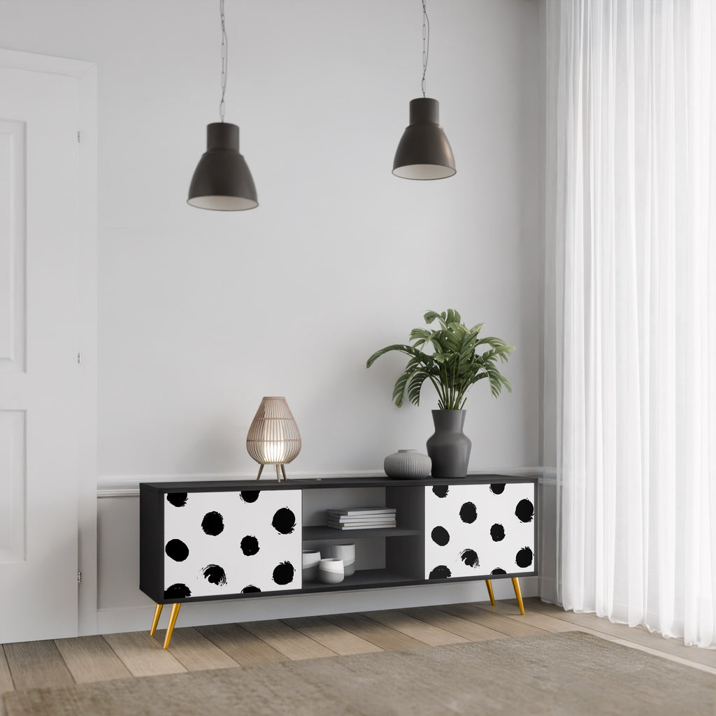 SLIPPING MINUTES Mueble para TV de 2 puertas con acabado negro