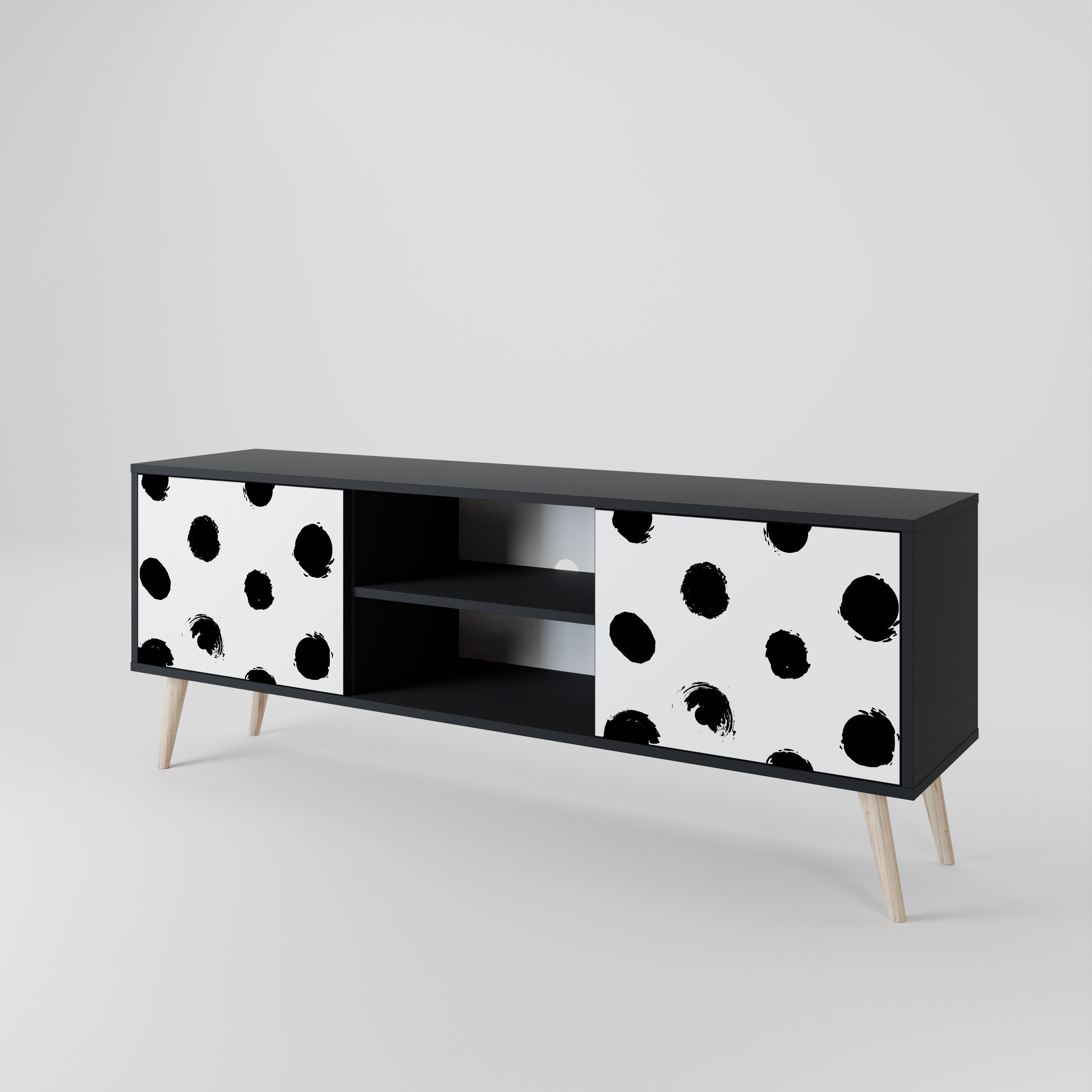 SLIPPING MINUTES Mueble para TV de 2 puertas con acabado negro