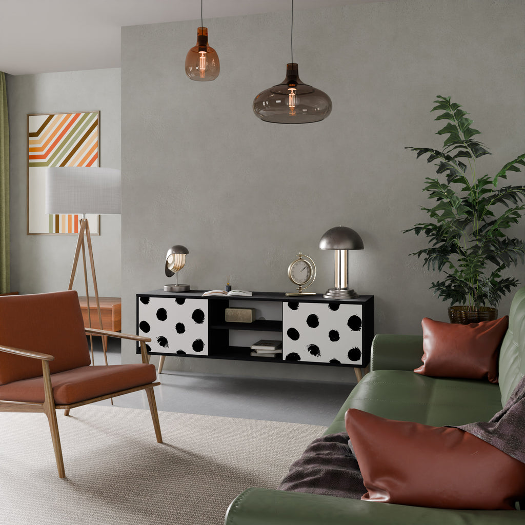 SLIPPING MINUTES Mueble para TV de 2 puertas con acabado negro