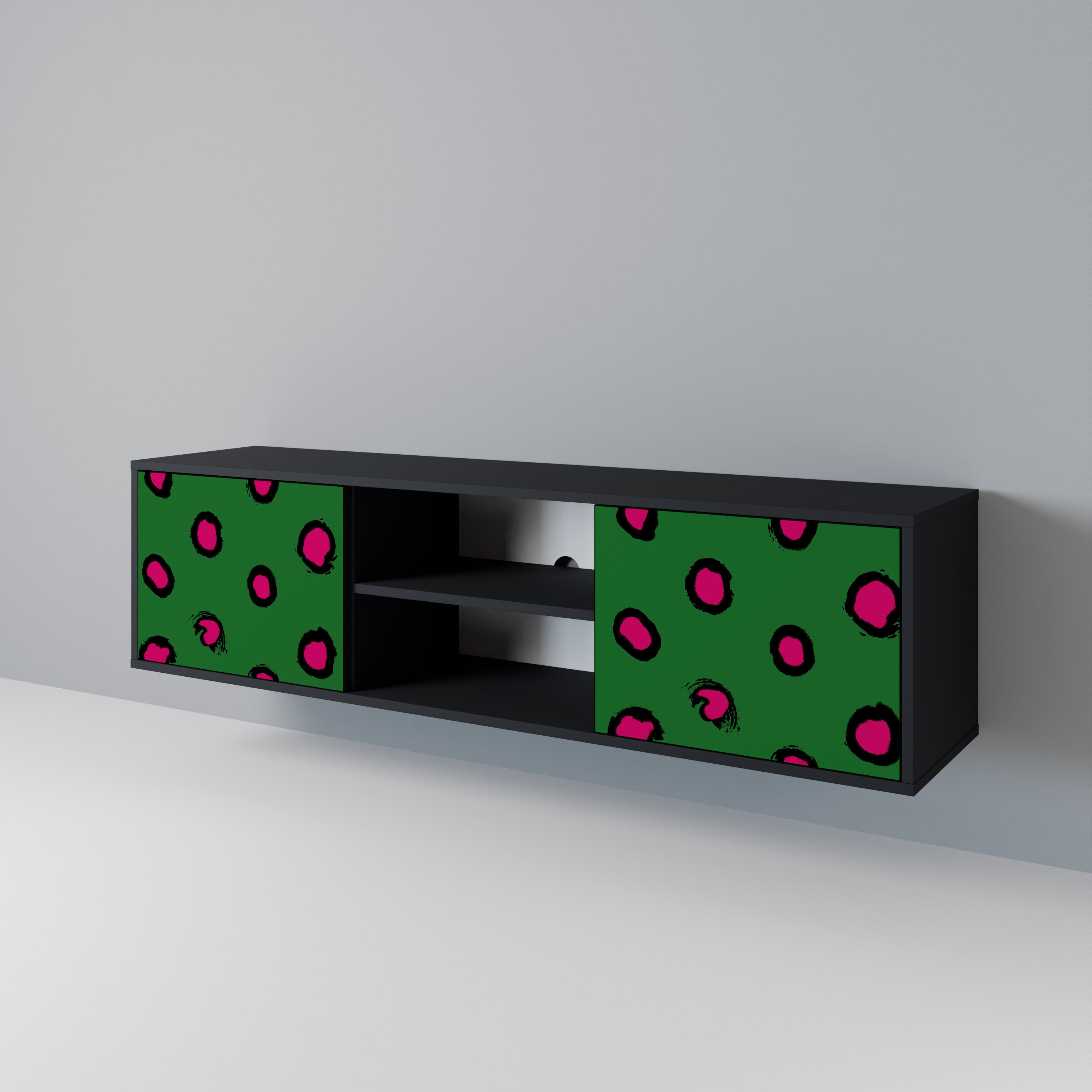 Mueble de TV de 2 puertas FUNKY SPOTS con acabado negro