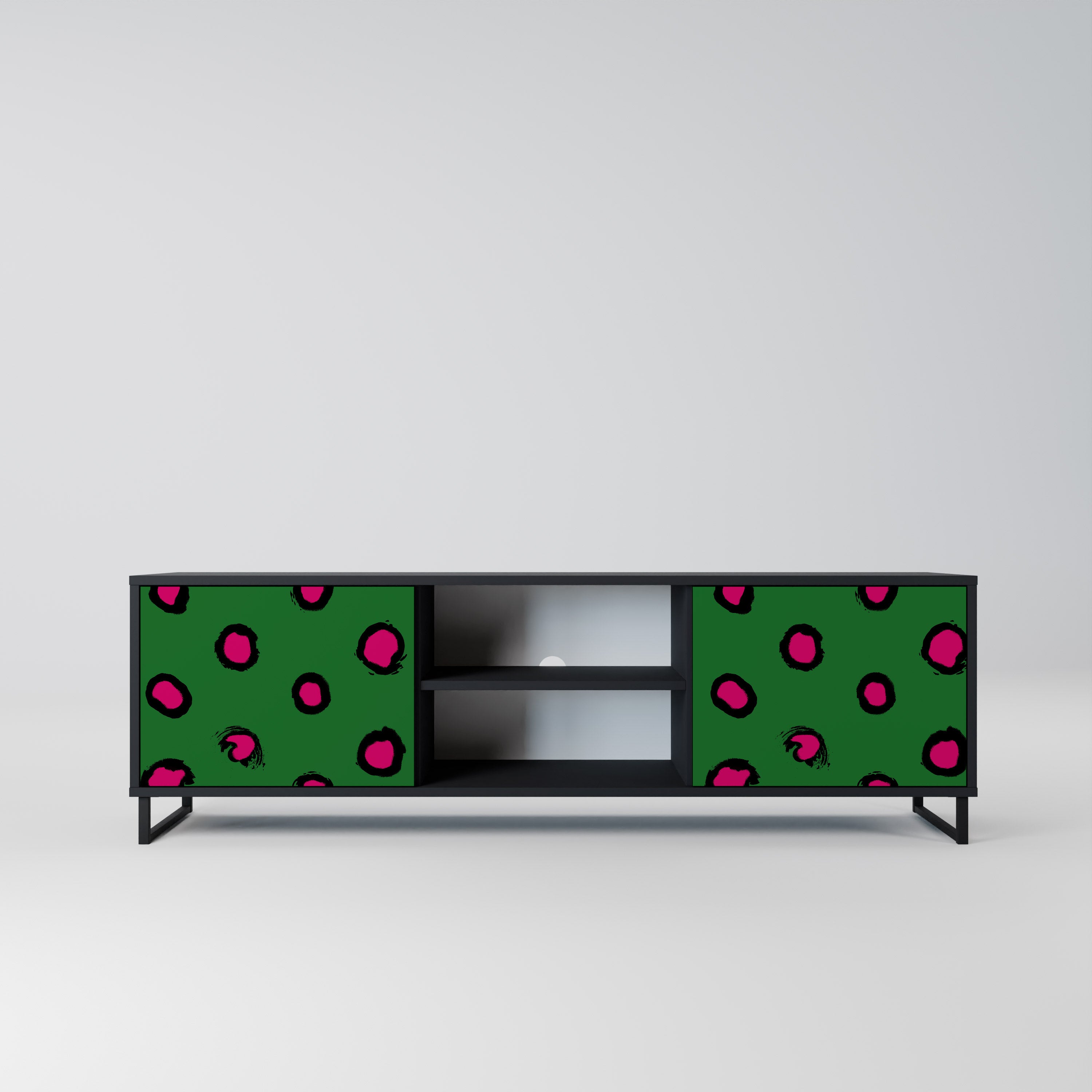 Mueble de TV de 2 puertas FUNKY SPOTS con acabado negro