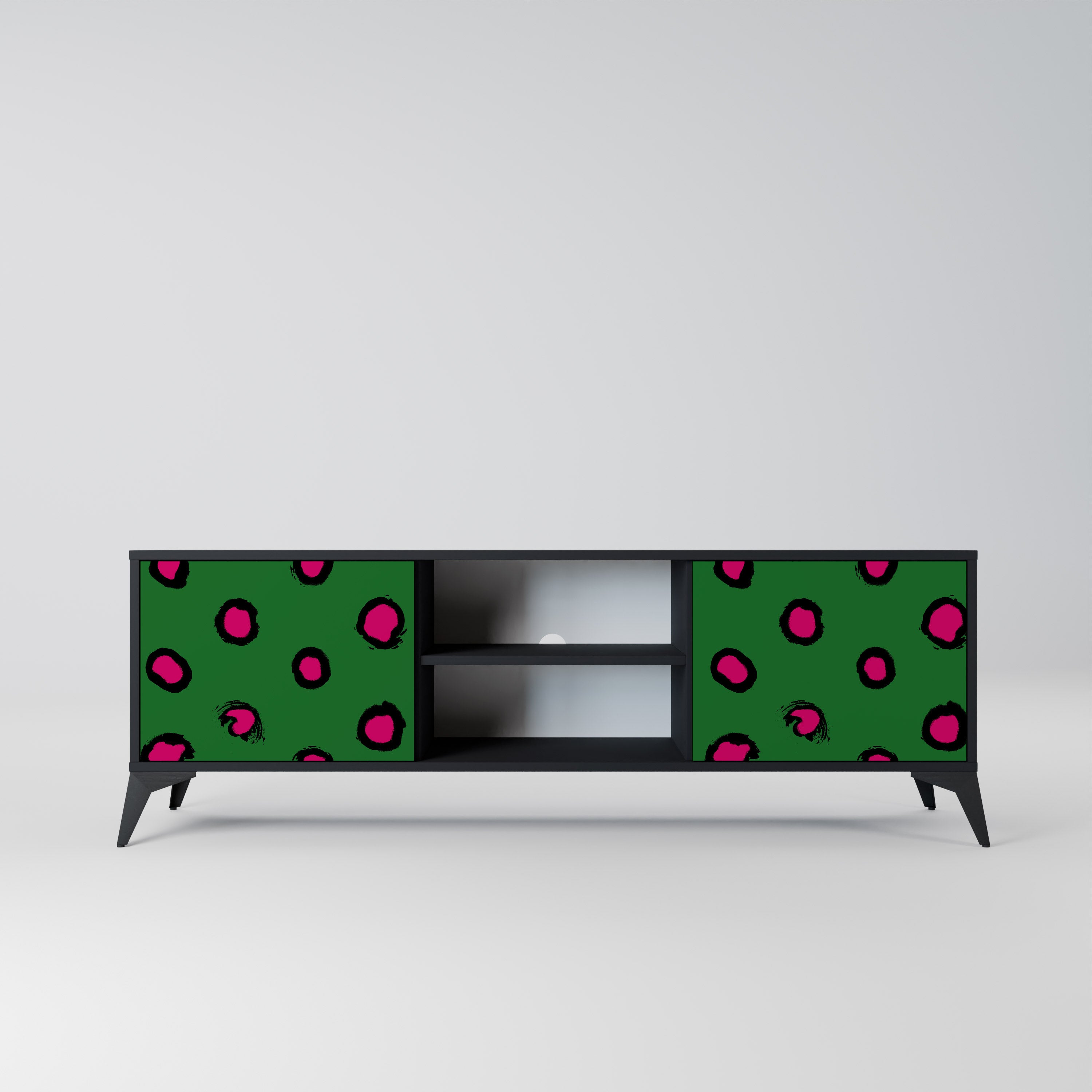 Mueble de TV de 2 puertas FUNKY SPOTS con acabado negro