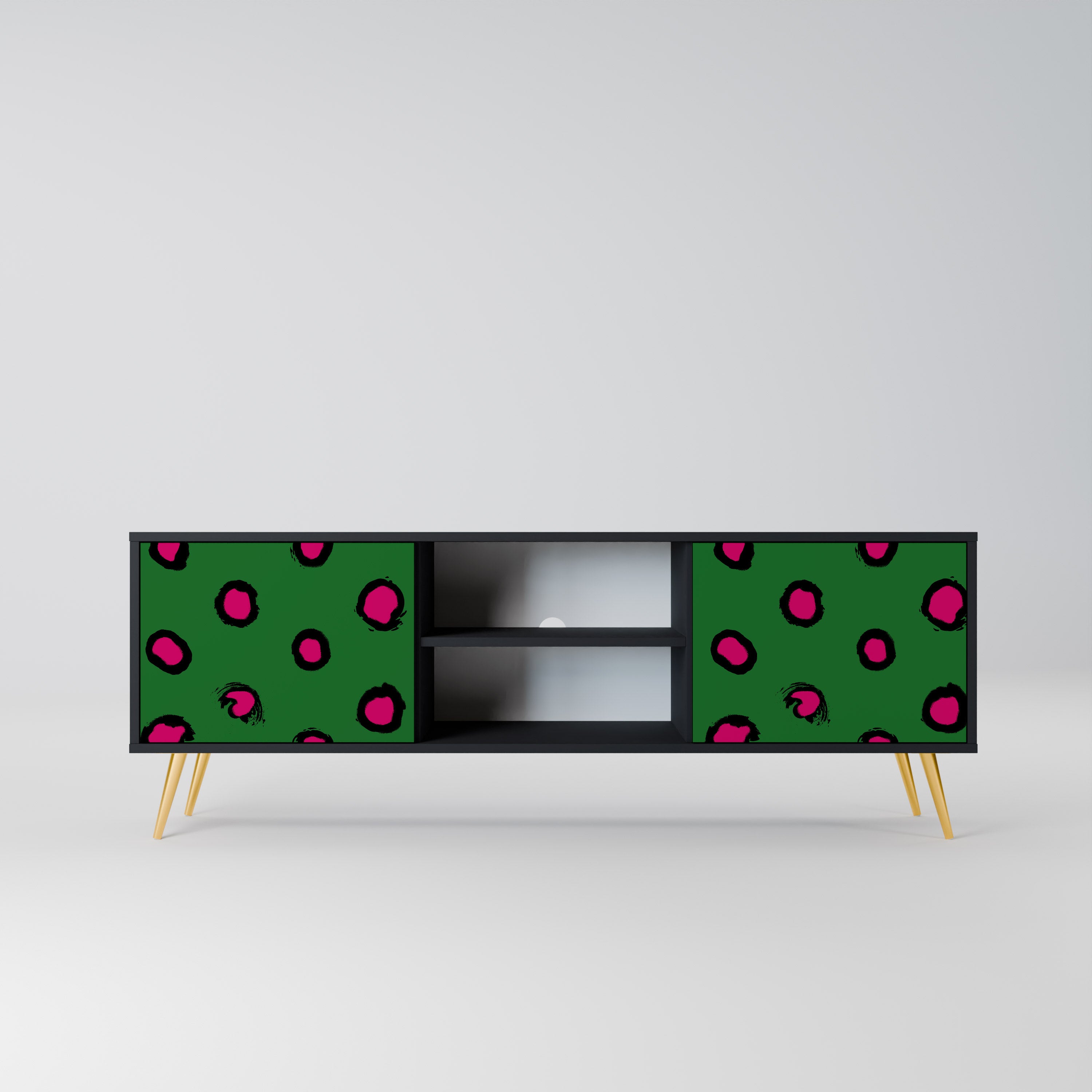 Mueble de TV de 2 puertas FUNKY SPOTS con acabado negro