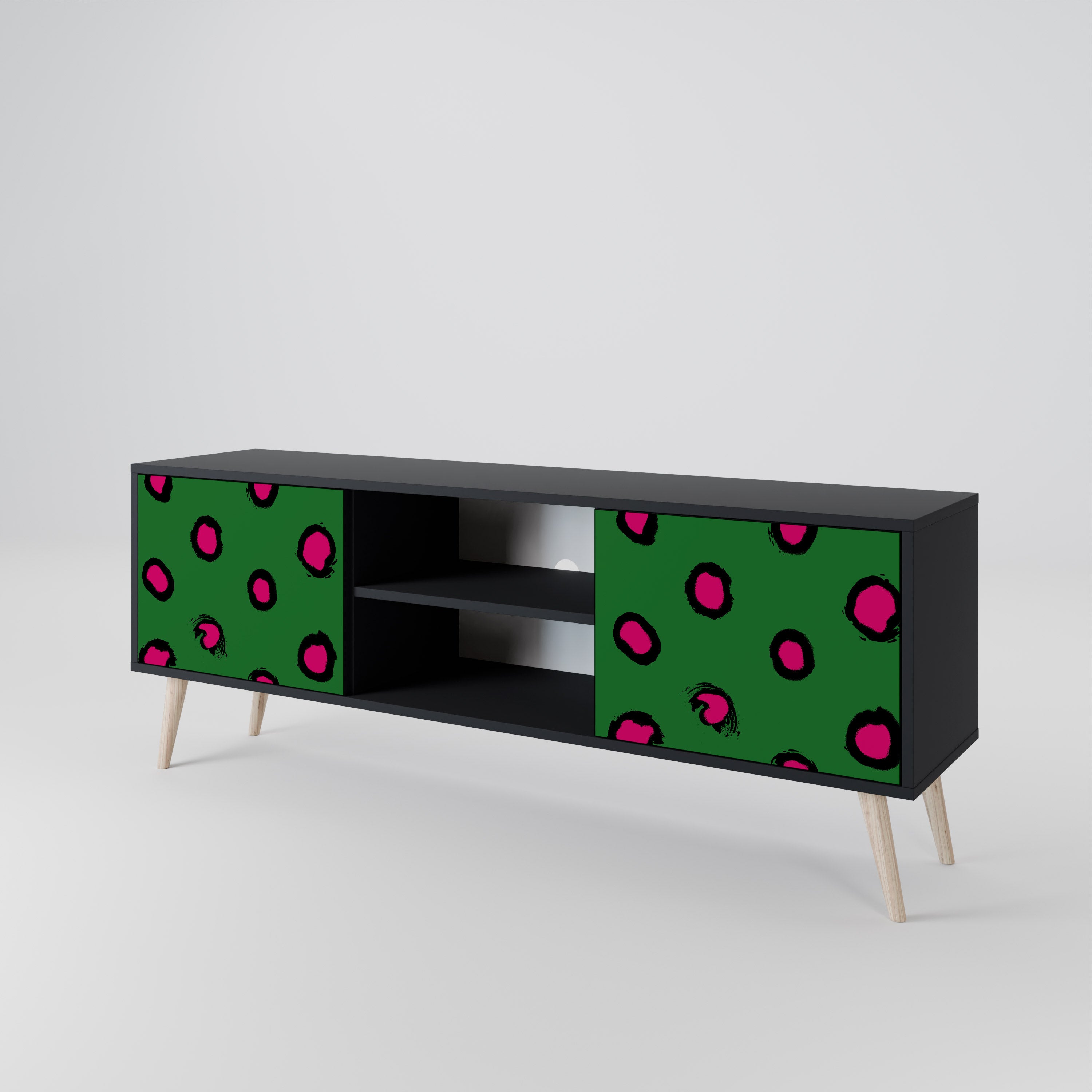 Mueble de TV de 2 puertas FUNKY SPOTS con acabado negro