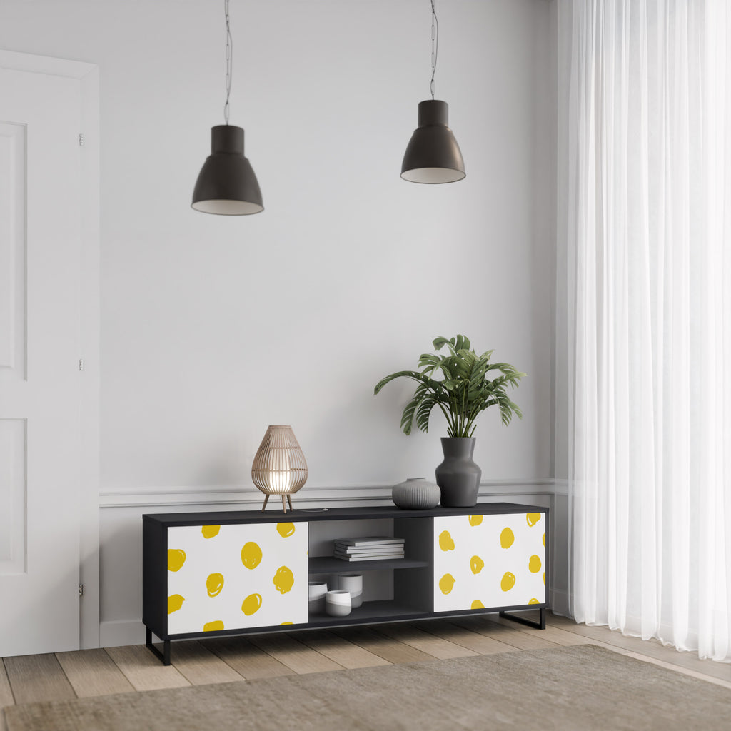 Mueble de TV de 2 puertas RADIANT REVERIE con acabado negro