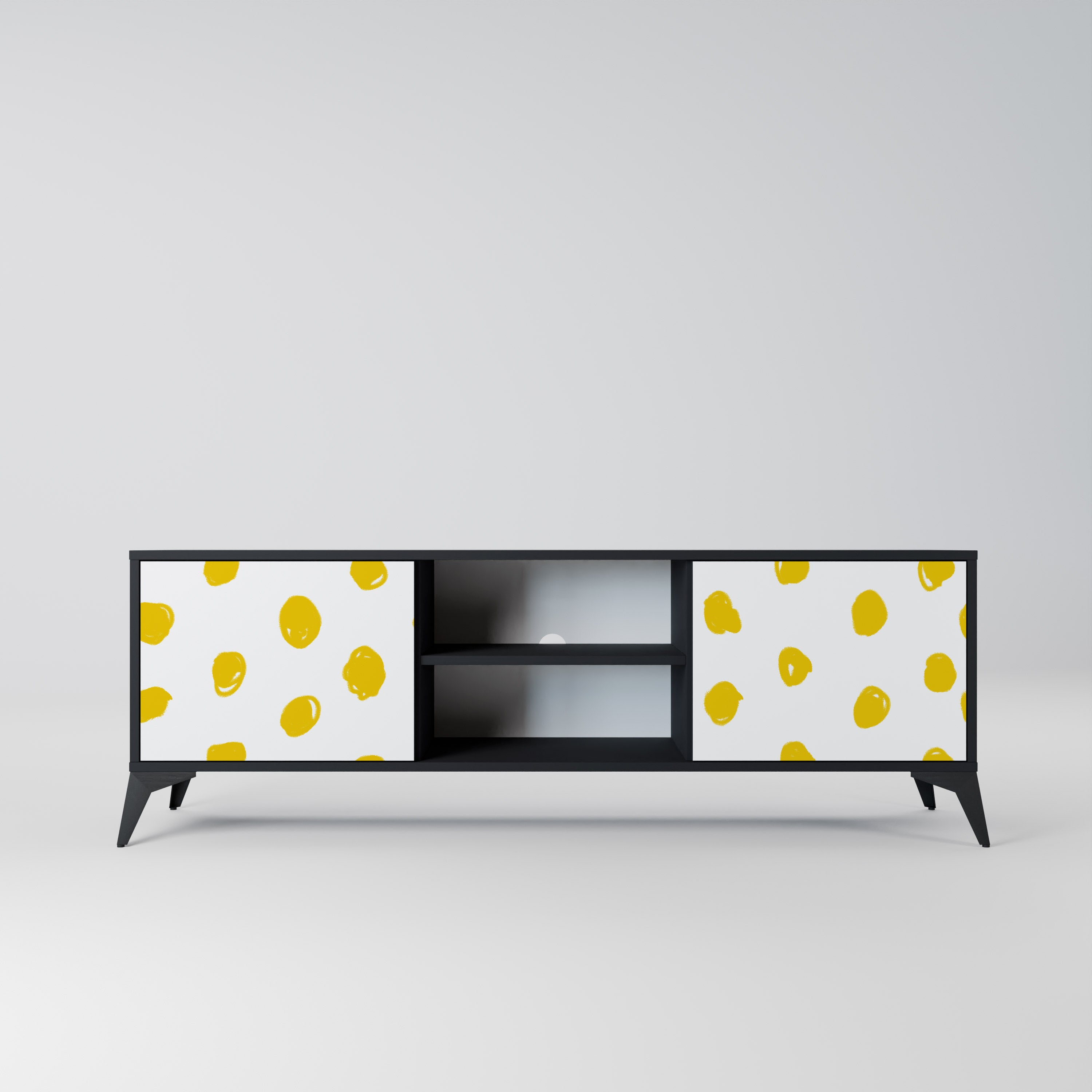 Mueble de TV de 2 puertas RADIANT REVERIE con acabado negro