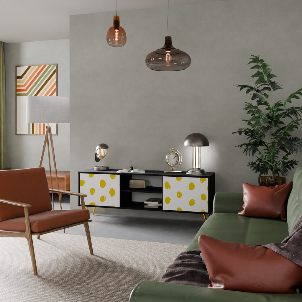 Mueble de TV de 2 puertas RADIANT REVERIE con acabado negro