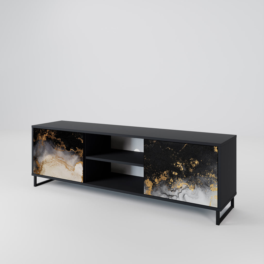 Mueble de TV de 2 puertas MARBLE OF TOMORROW en acabado negro