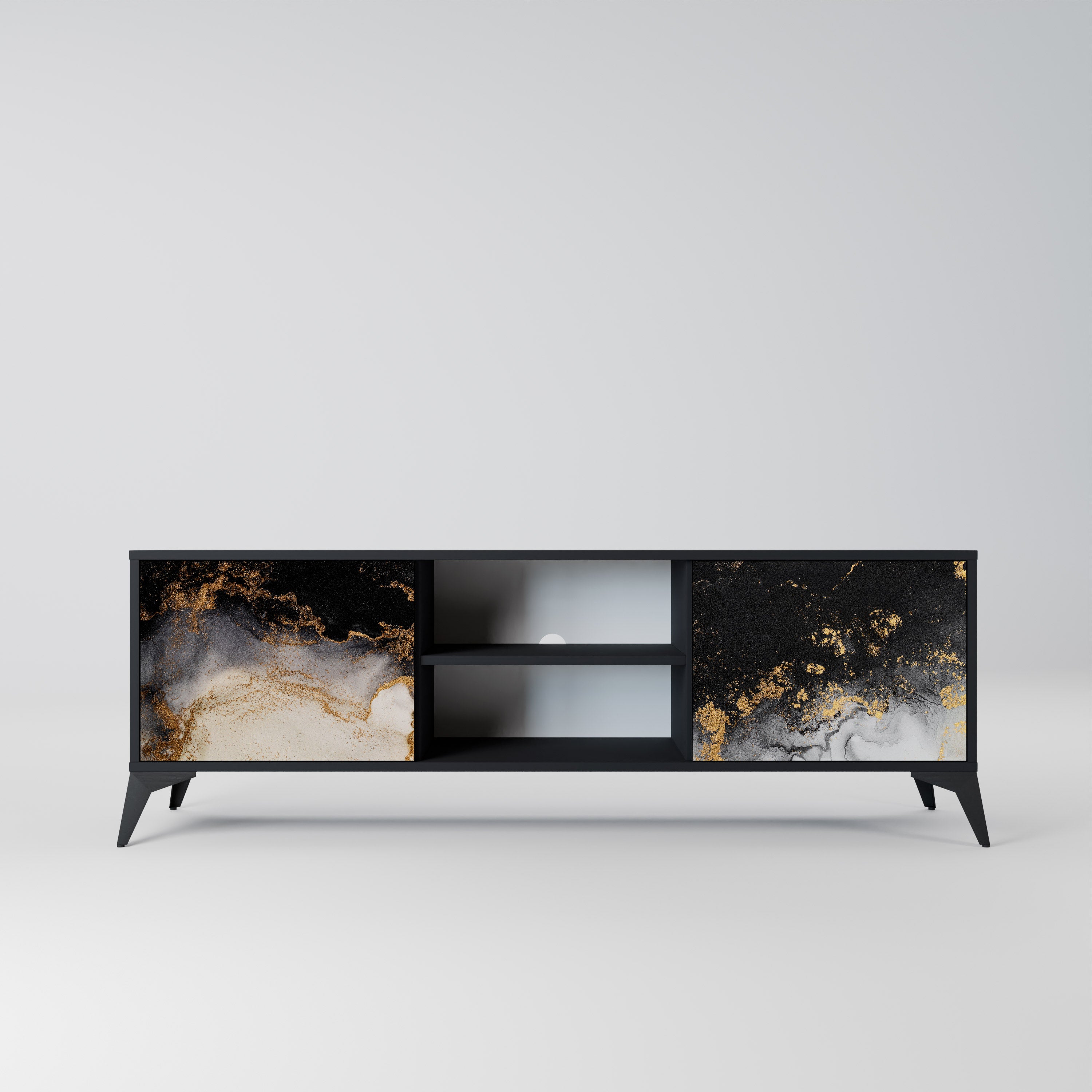 Mueble de TV de 2 puertas MARBLE OF TOMORROW en acabado negro